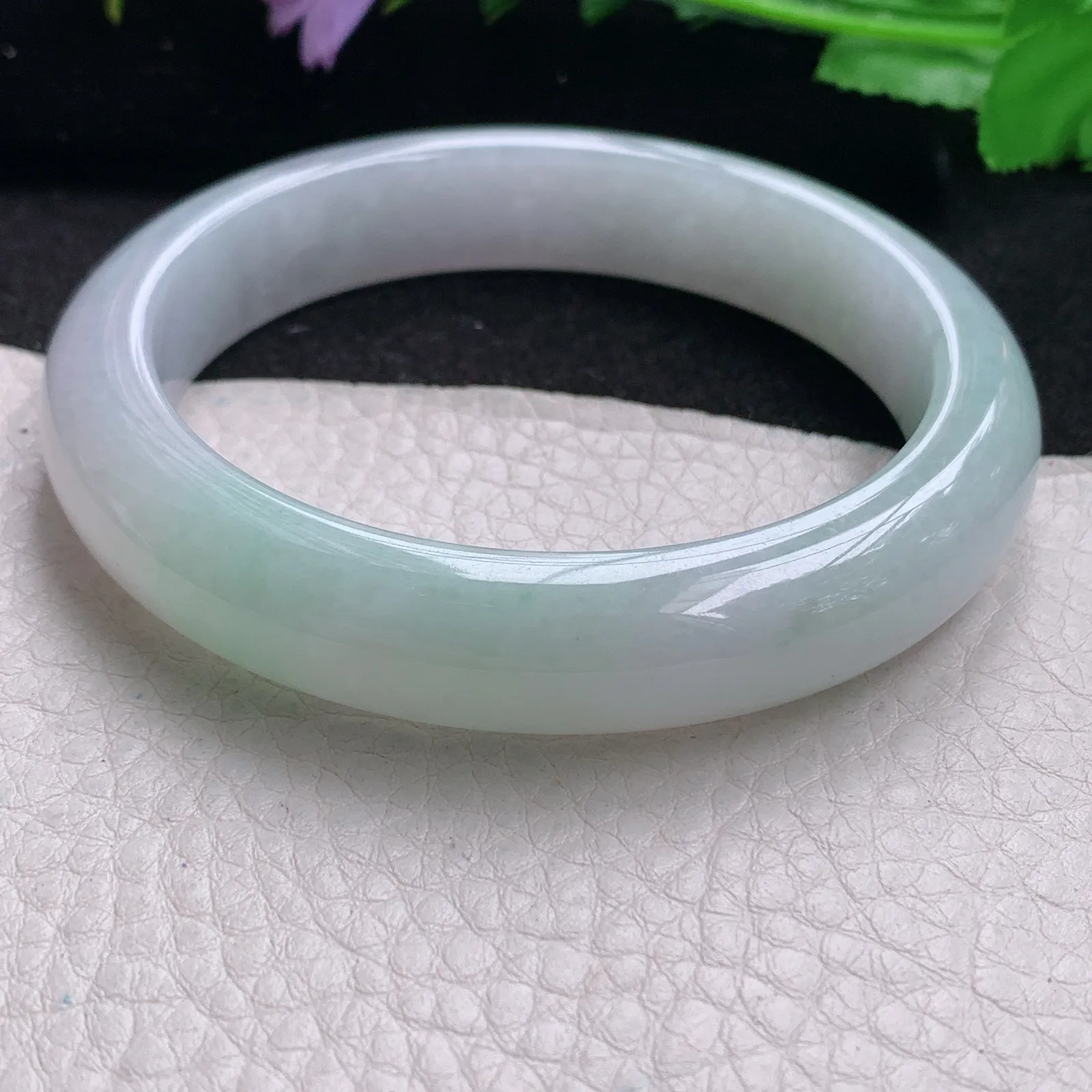 li大圈口60.5*12.6*8.8平安镯 缅甸翡翠玉手镯清新大气宽边玉手环 美人镯