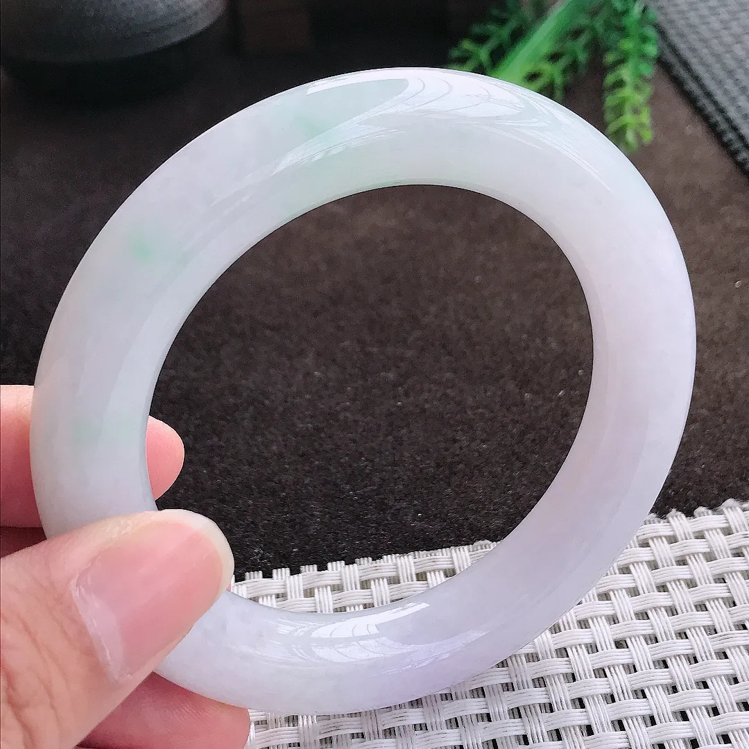 天然a货翡翠58/12.2/12.4老坑冰润水灵胖圆条手镯翡翠玉手镯