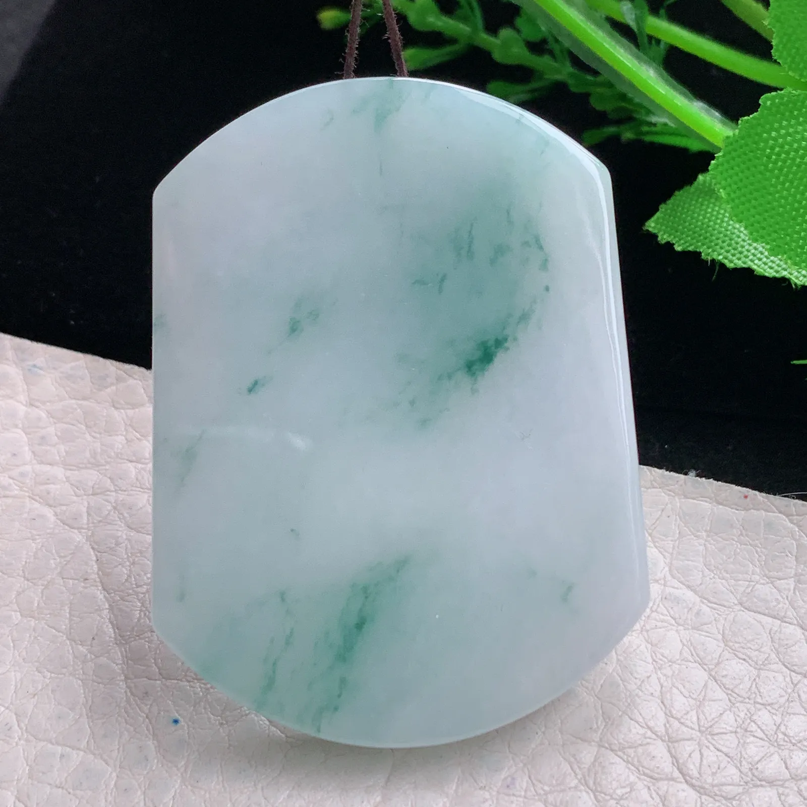 zen自然光53.4*39.8*6天然缅甸翡翠飘花平安无事牌玉吊坠 玉挂件