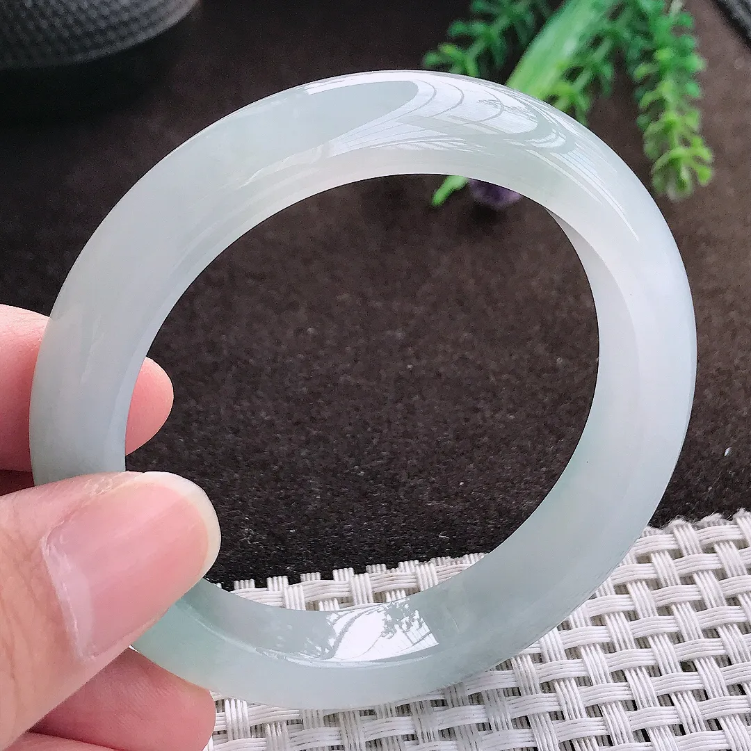 天然a货翡翠54/11.4/8.5老坑冰胶果冻冰晴手镯宽边翡翠玉手镯