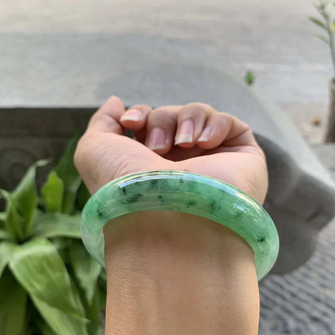 圈口56-13.5-8.1 【飘绿花正圈手镯】正圈56 57可戴