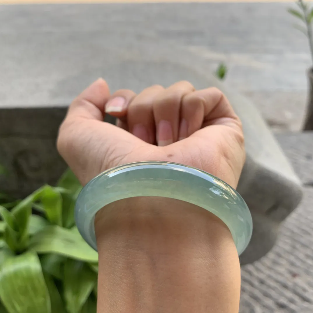 小圈口 53.2-12.8-7.7【冰种油绿正圈手镯】正圈53 54可戴