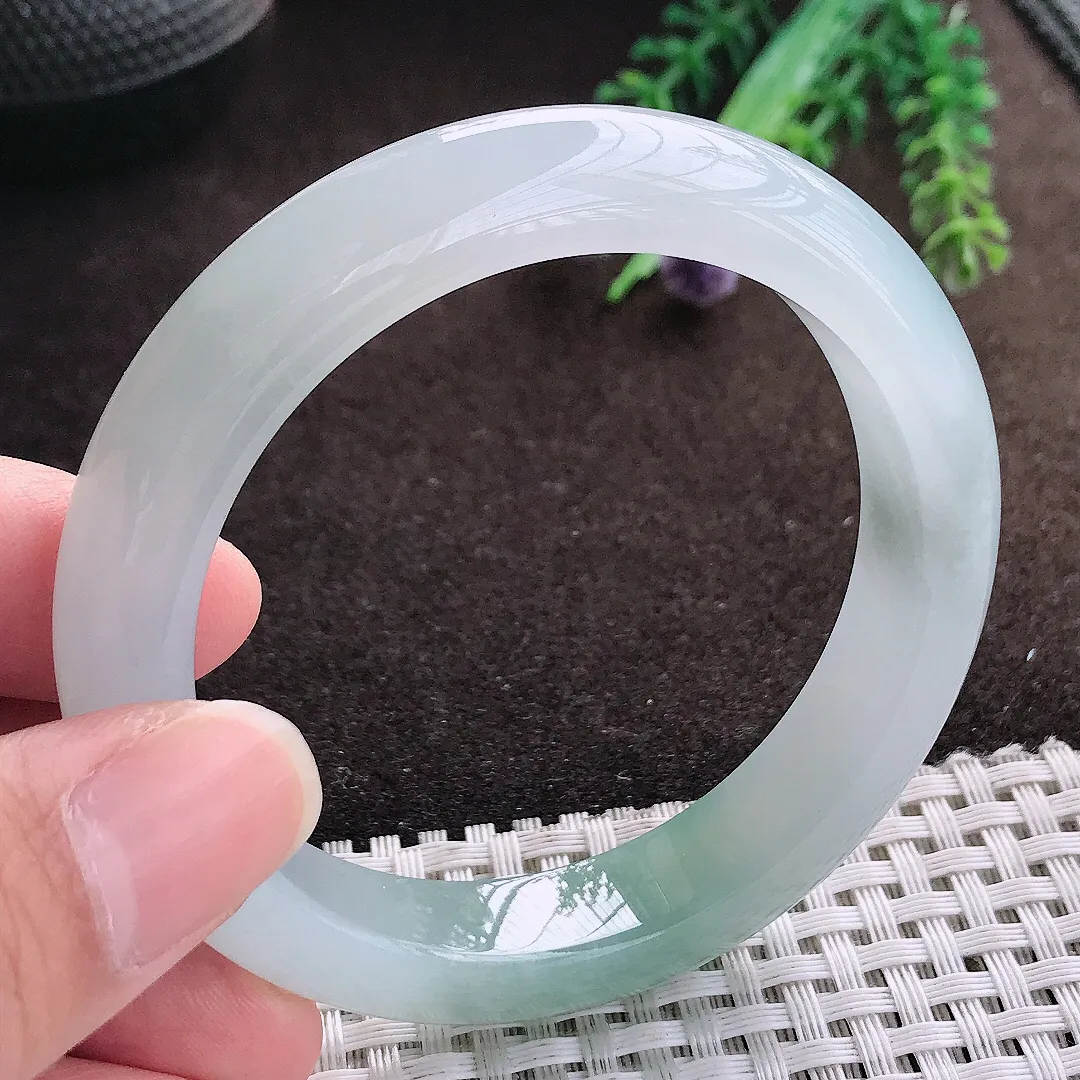 天然a货翡翠54/11.4/8.5老坑冰胶果冻冰晴手镯宽边翡翠玉手镯