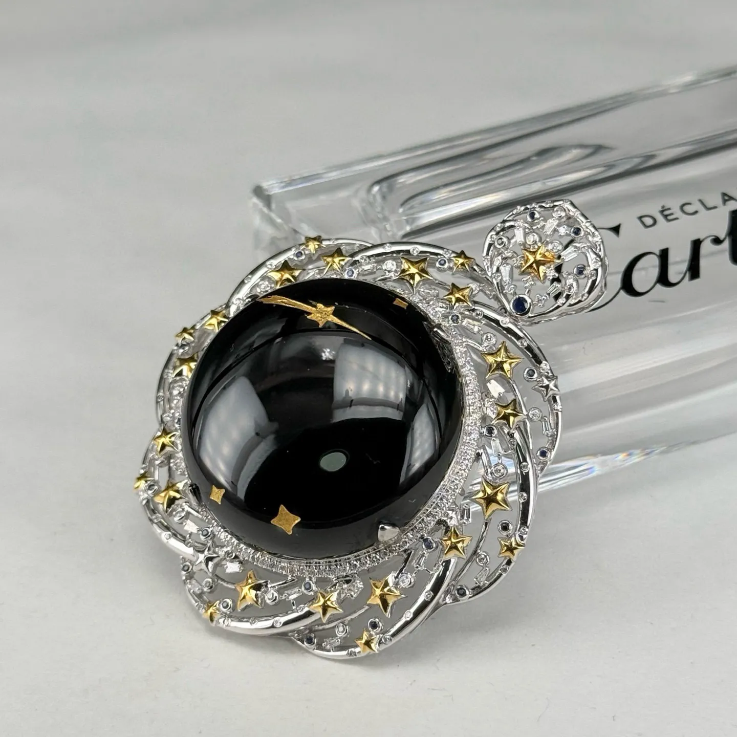 精品豪镶墨翠大蛋面吊坠 种好色正 黑度极好 打灯通透 油性十足