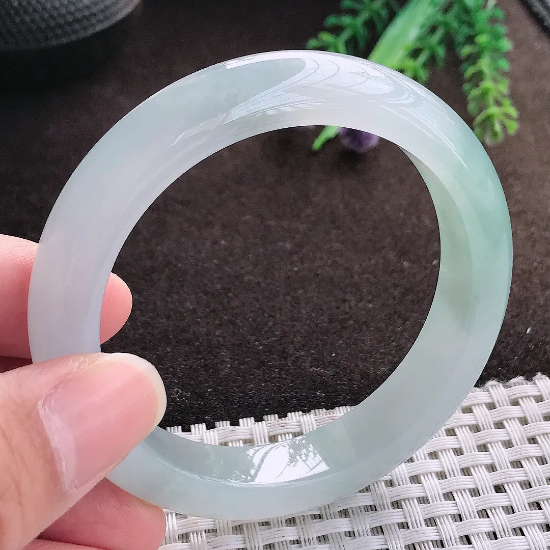 天然a货翡翠54/11.4/8.5老坑冰胶果冻冰晴手镯宽边翡翠玉手镯