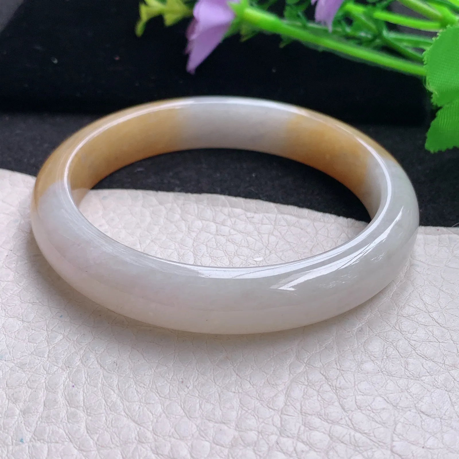 hf大圈口60*11.6*7.8平安镯 缅甸翡翠玉手镯清秀招财宽边玉手环