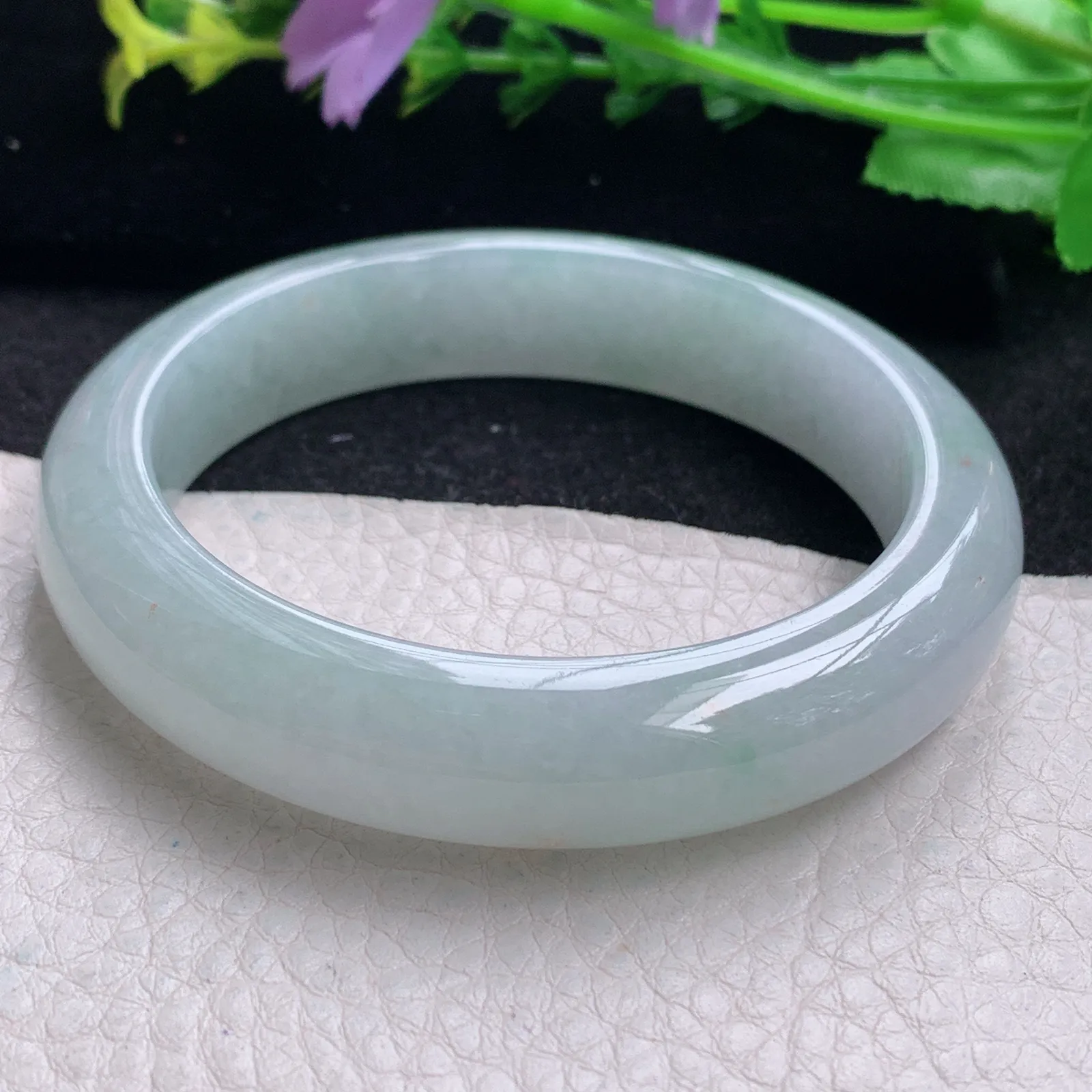 xo自然光56*12.8*8.6平安镯 缅甸翡翠玉手镯冰胶宽边玉手环 美人镯