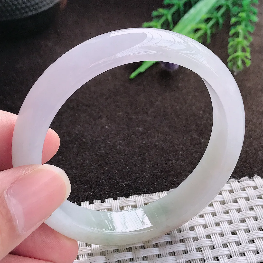 天然a货翡翠53.5/11.8/7.2老坑冰润特色飘花手镯宽边翡翠玉手镯