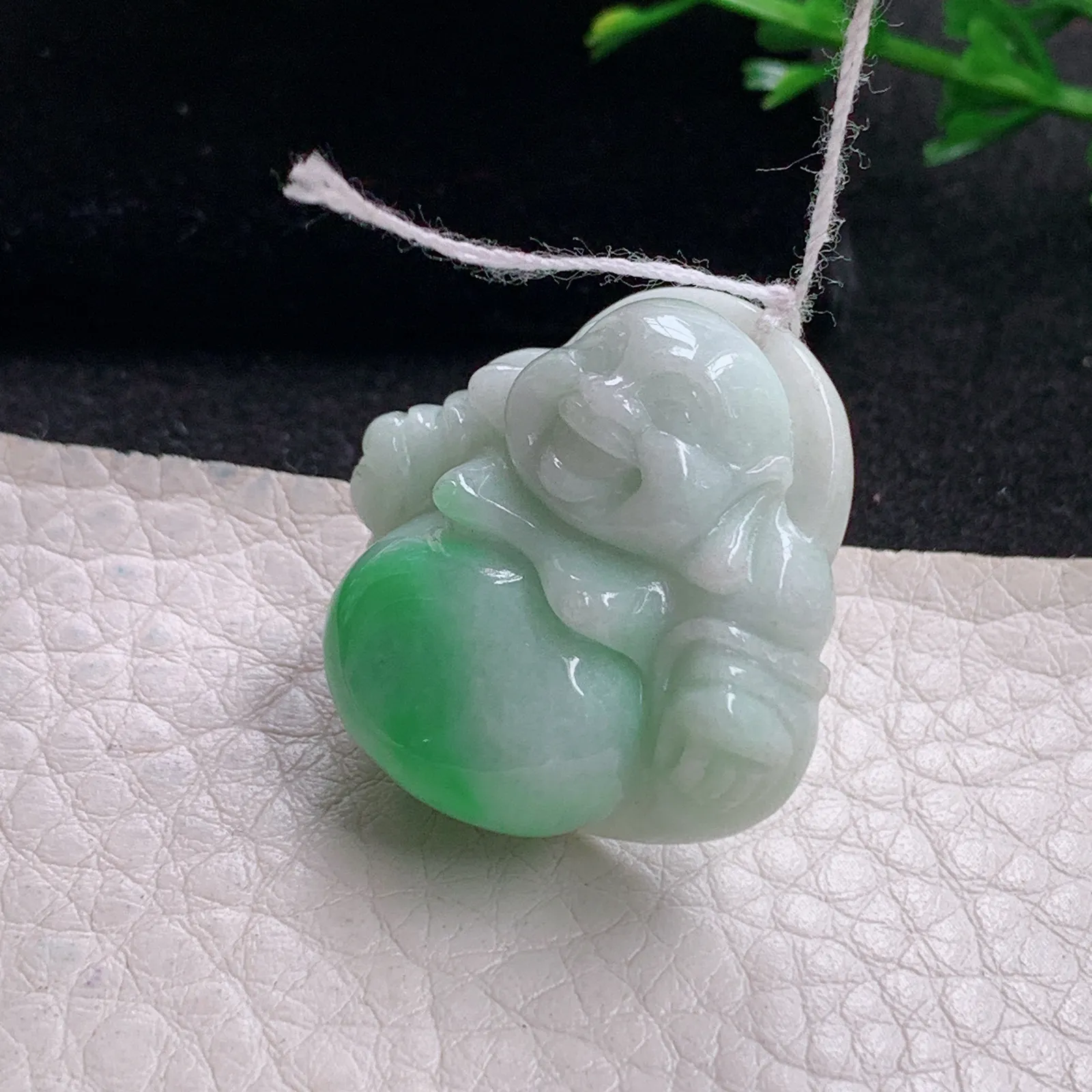 zen自然光27*27.5*10.6天然缅甸翡翠飘绿佛公 弥勒佛玉吊坠 玉挂件