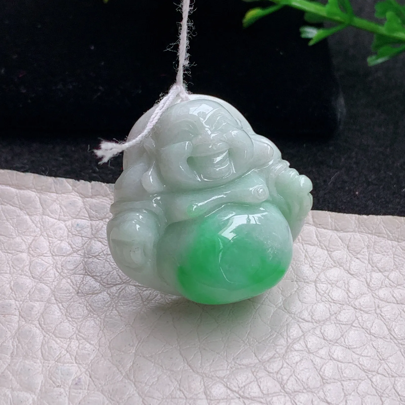 zen自然光27*27.5*10.6天然缅甸翡翠飘绿佛公 弥勒佛玉吊坠 玉挂件