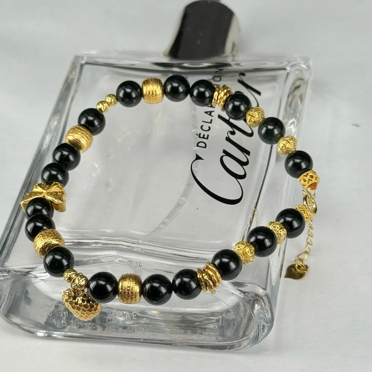 精品18k金盘缠手串 种好色正 黑度极好 打灯通透 油性十足