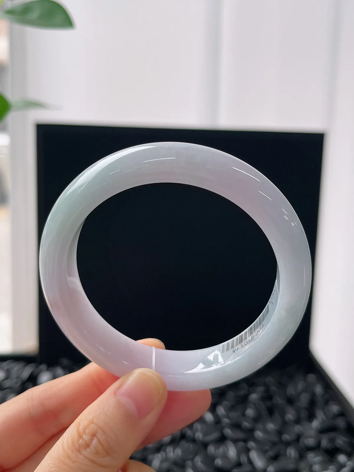 正圈56圈口，翡翠糯化种春带彩手镯