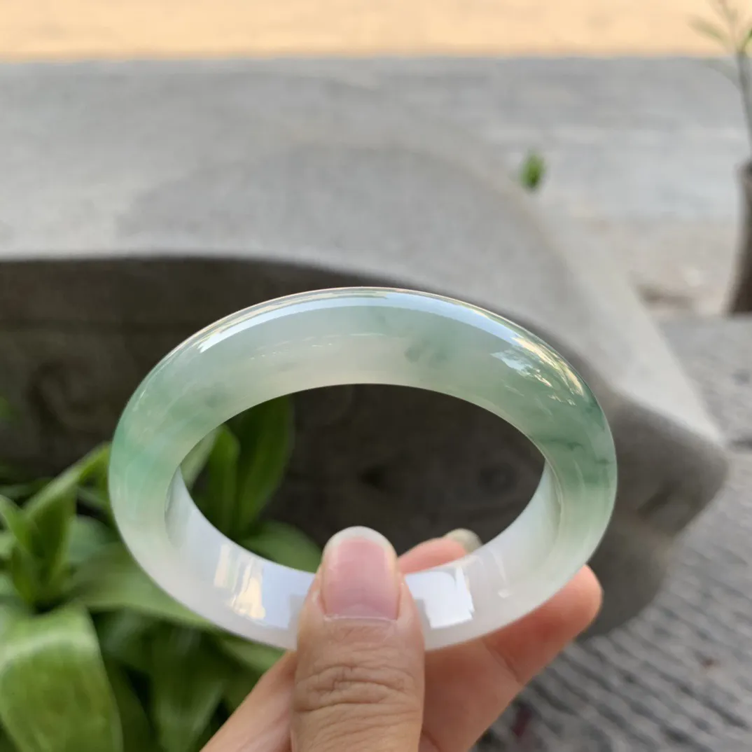 圈口54.8-13.3-8.7 【冰飘绿正圈手镯】正圈54 55可戴