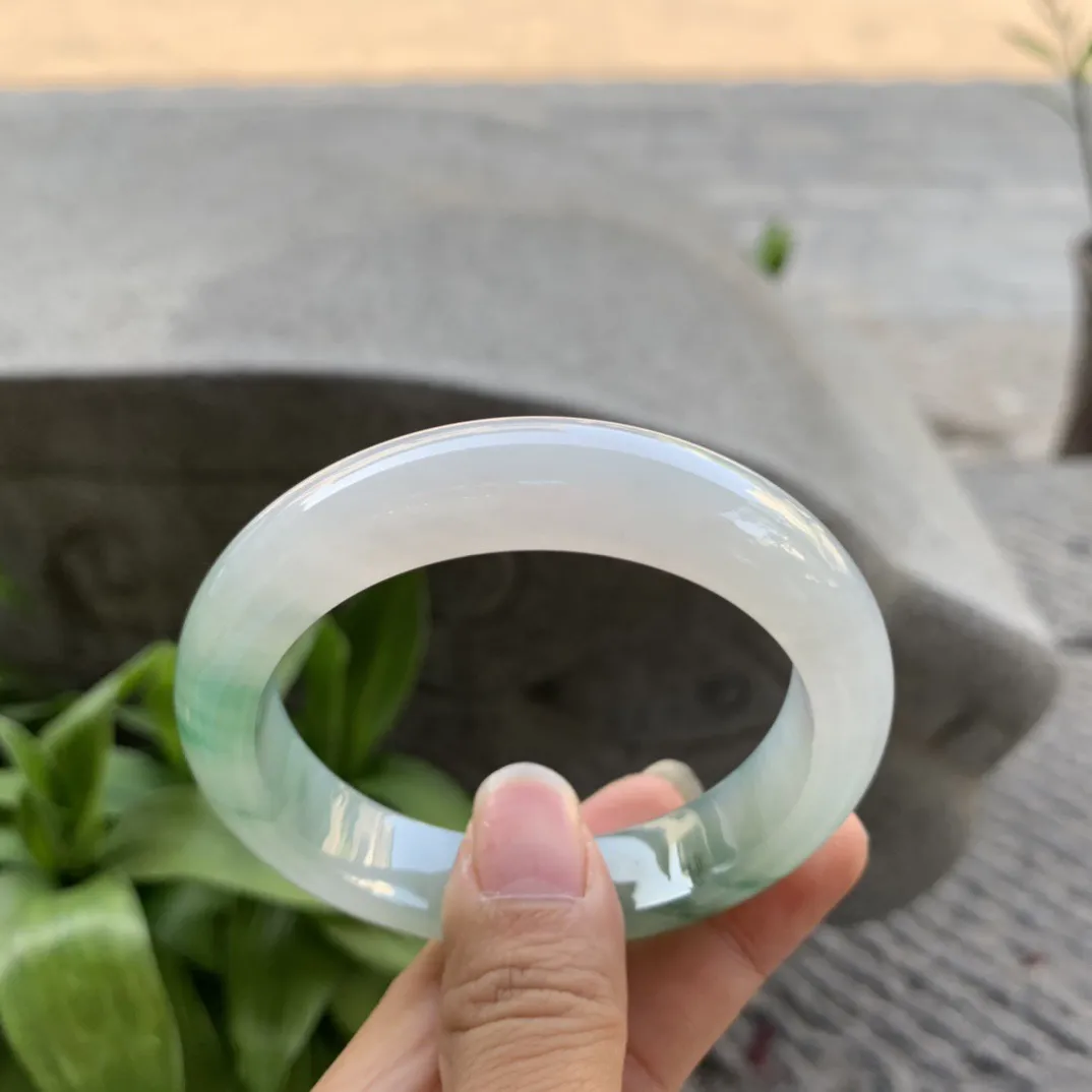 圈口54.8-13.3-8.7 【冰飘绿正圈手镯】正圈54 55可戴