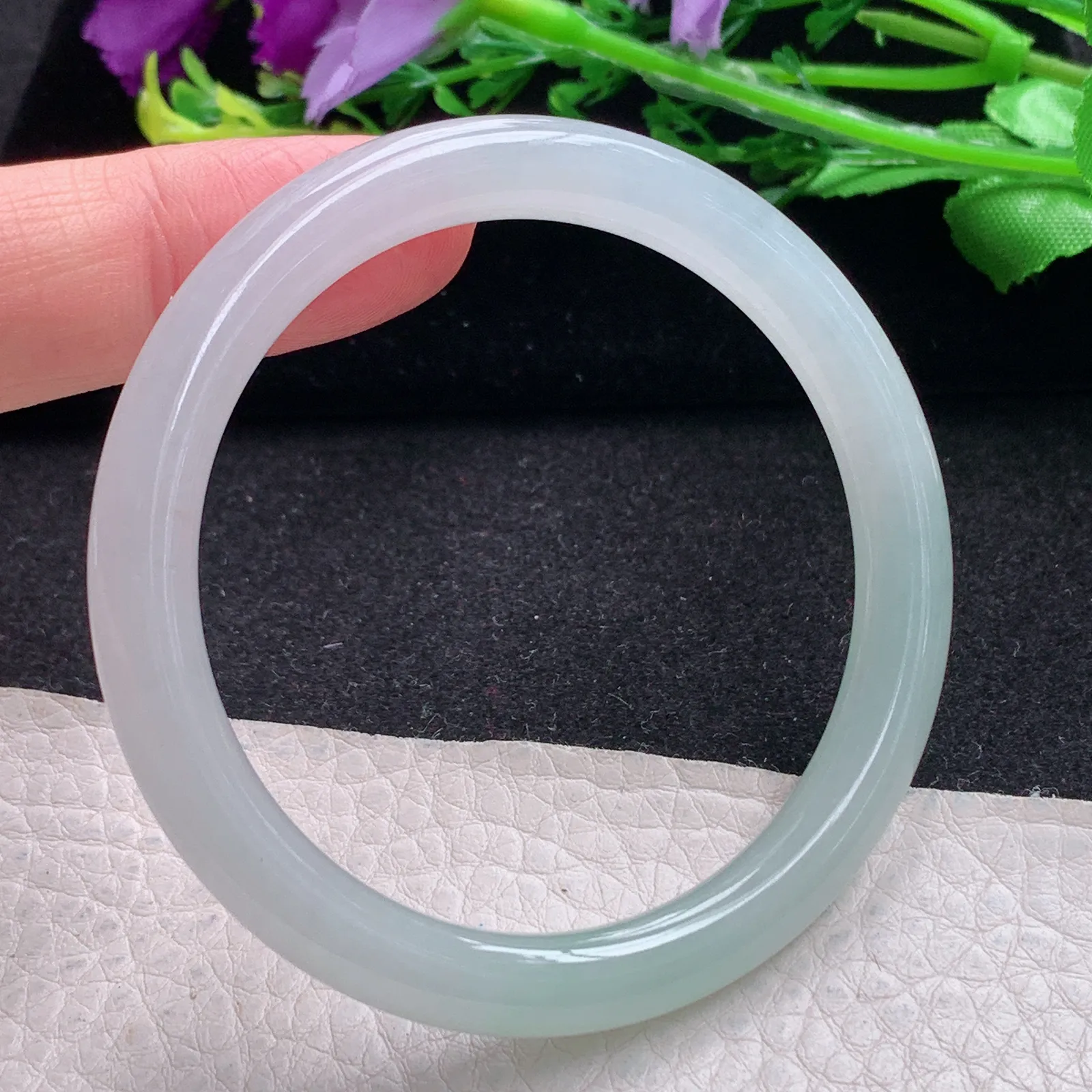 yh小圈口52*6.3*7.3叮当镯镯 缅甸翡翠玉手镯晴美水灵圆条美人镯