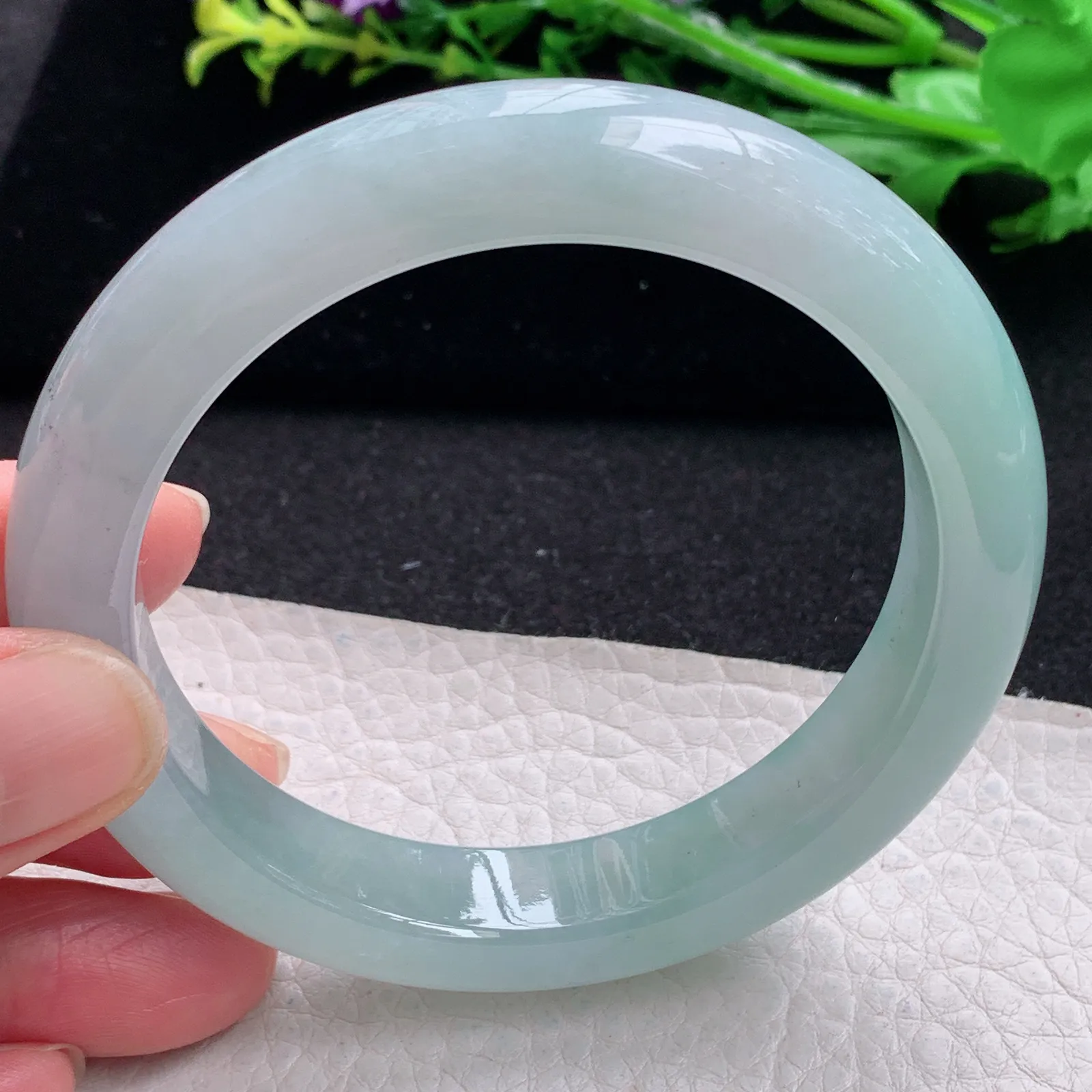 xh 大圈口60*12.5*9.2平安镯 缅甸翡翠玉手镯冰晴水灵宽边玉手环