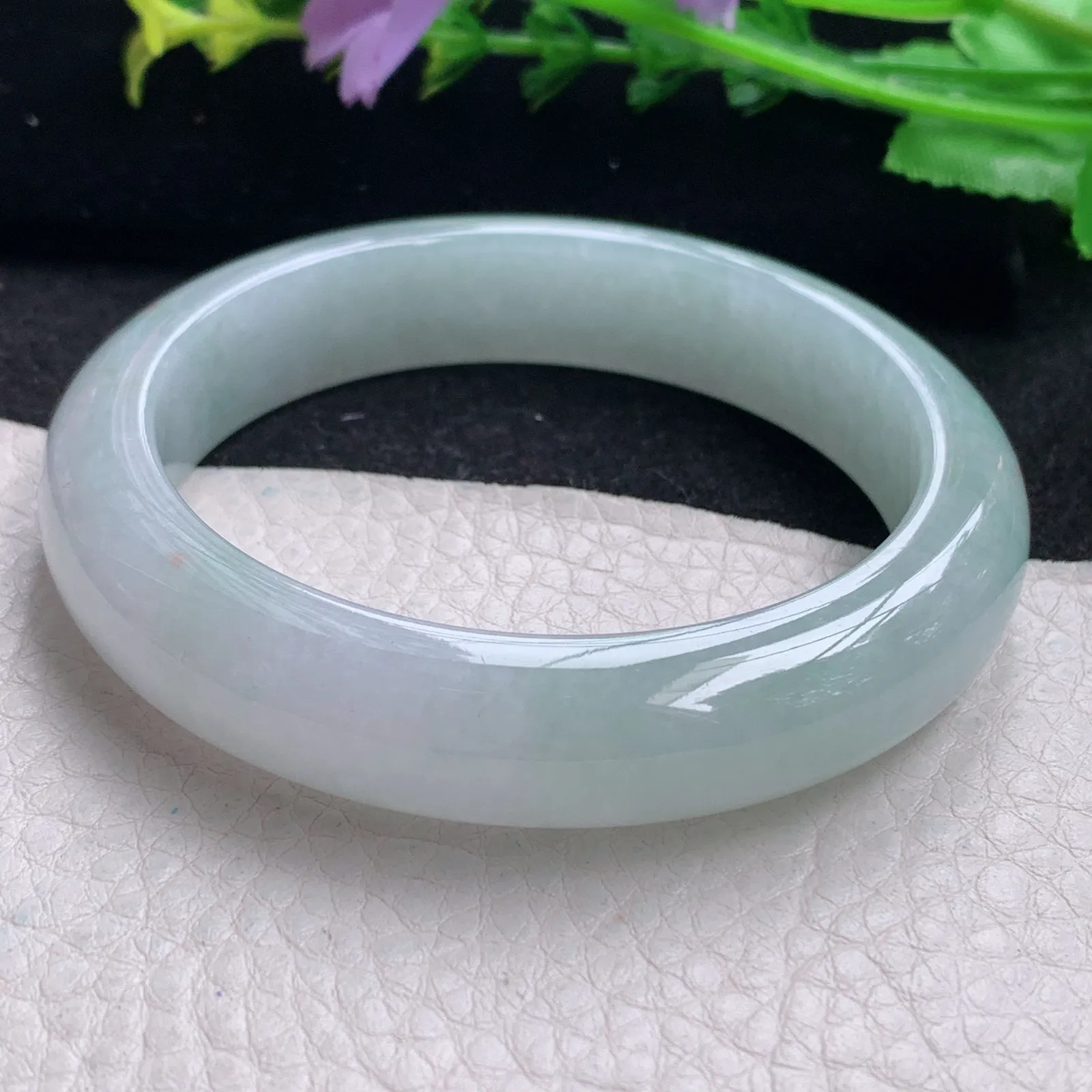 xo自然光56*12.8*8.6平安镯 缅甸翡翠玉手镯冰胶宽边玉手环 美人镯