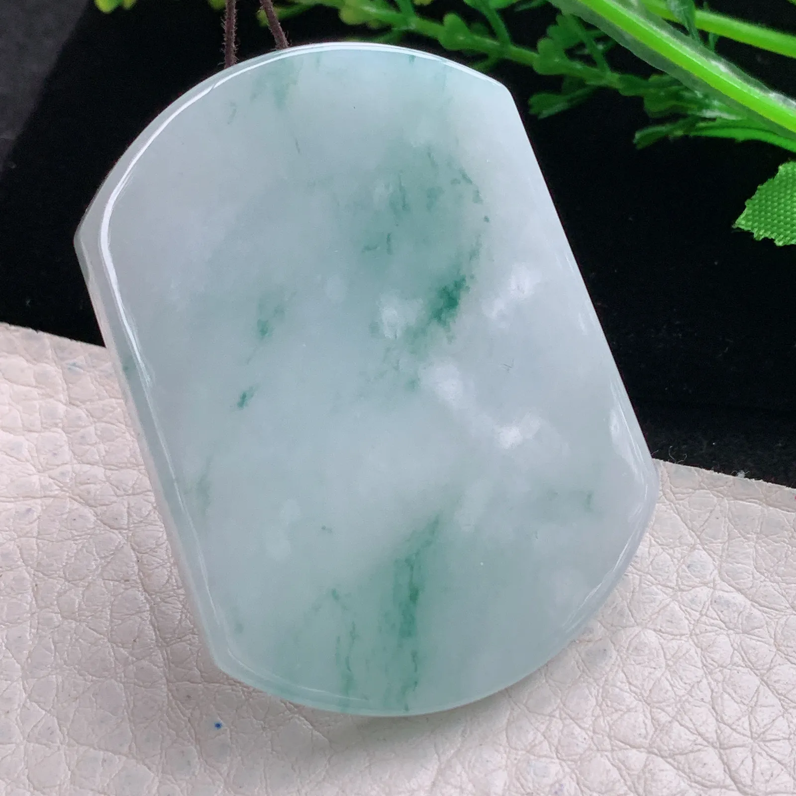 zen自然光53.4*39.8*6天然缅甸翡翠飘花平安无事牌玉吊坠 玉挂件