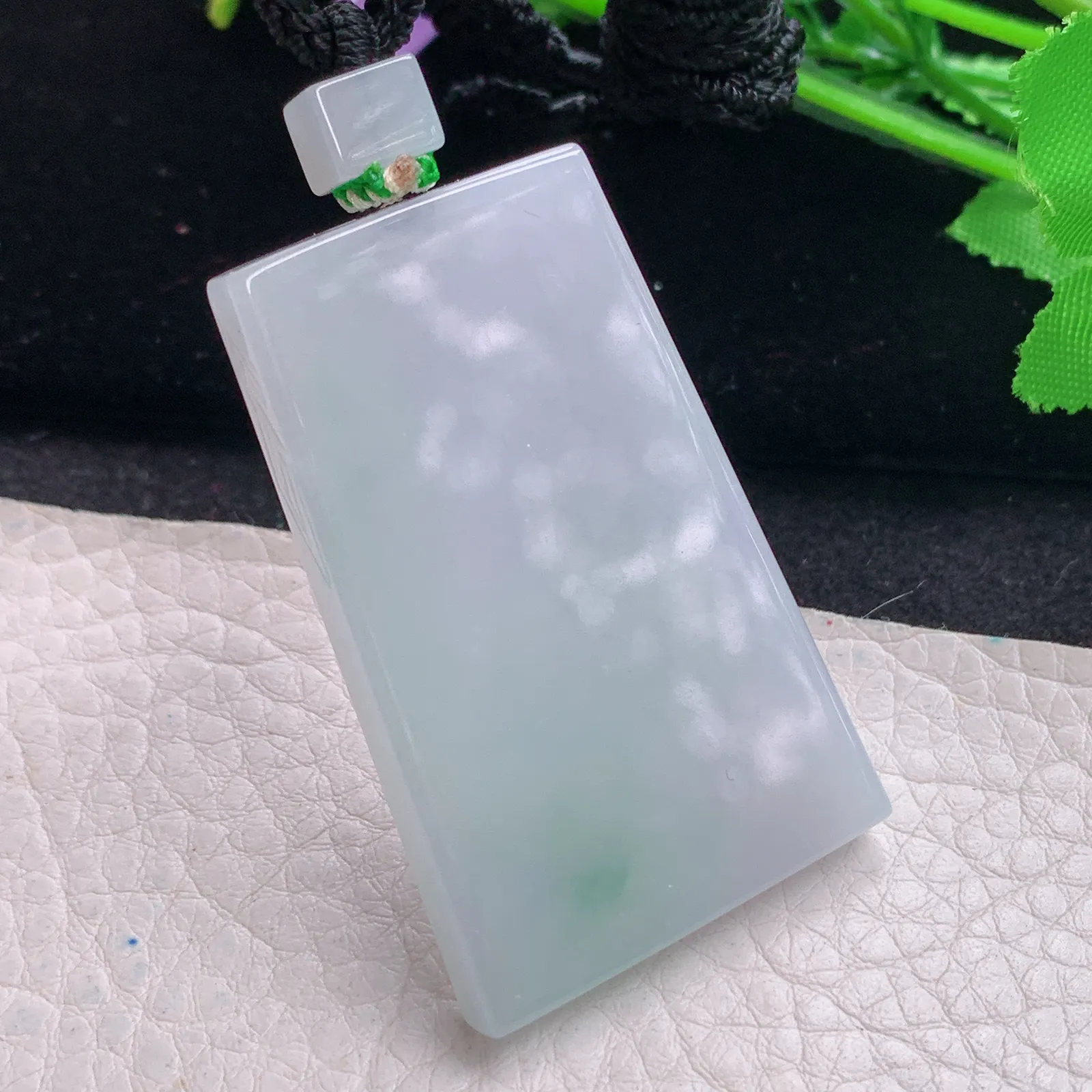 mut自然光48.6*30.5*5.6缅甸翡翠a货飘花平安无事牌 素面牌玉吊坠 玉挂件