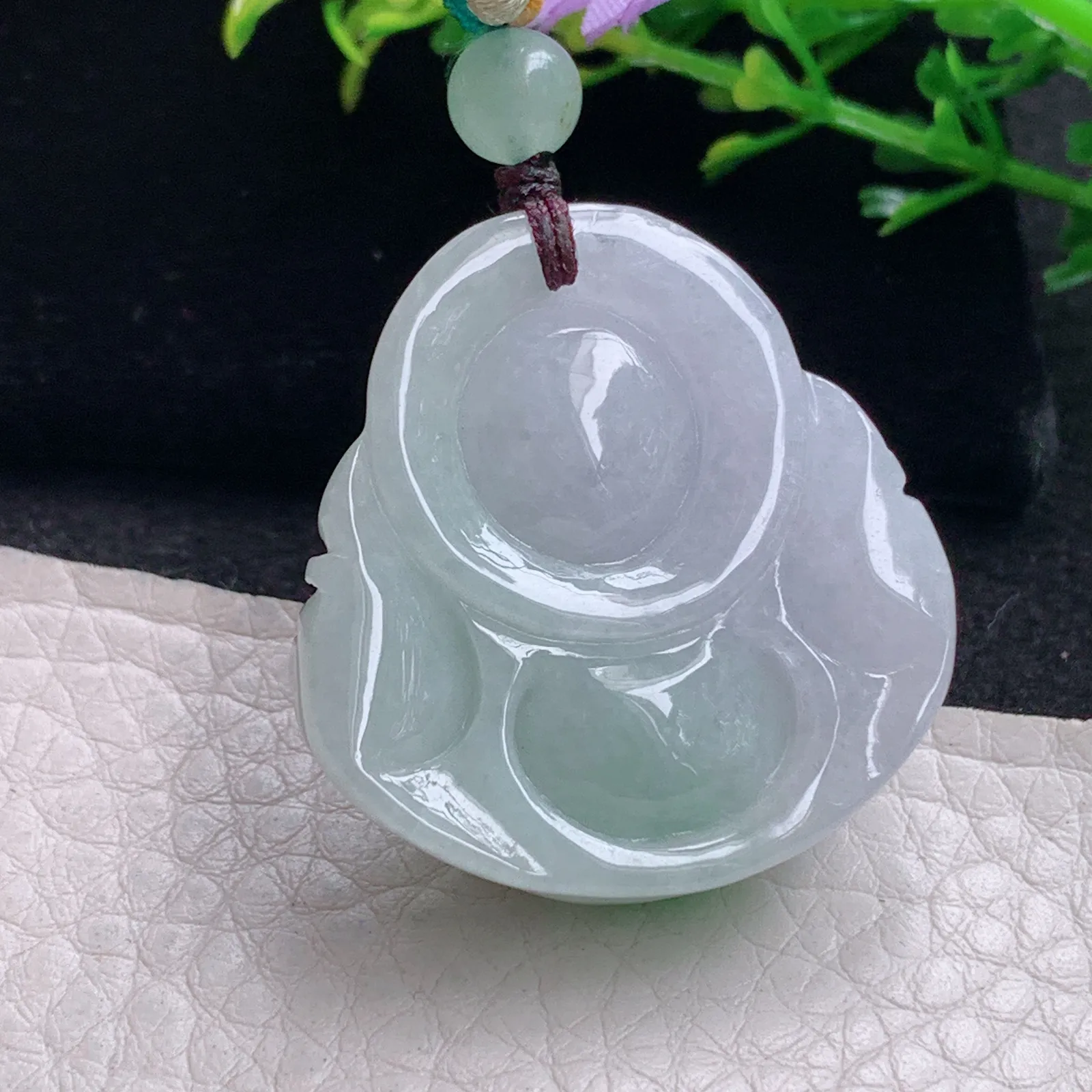 zen自然光33*32*12.3天然缅甸翡翠飘绿秀气佛公 弥勒佛玉吊坠 玉挂件