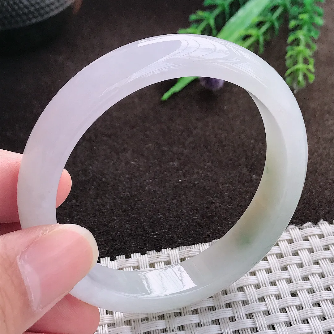 天然a货翡翠53.5/11.8/7.2老坑冰润特色飘花手镯宽边翡翠玉手镯