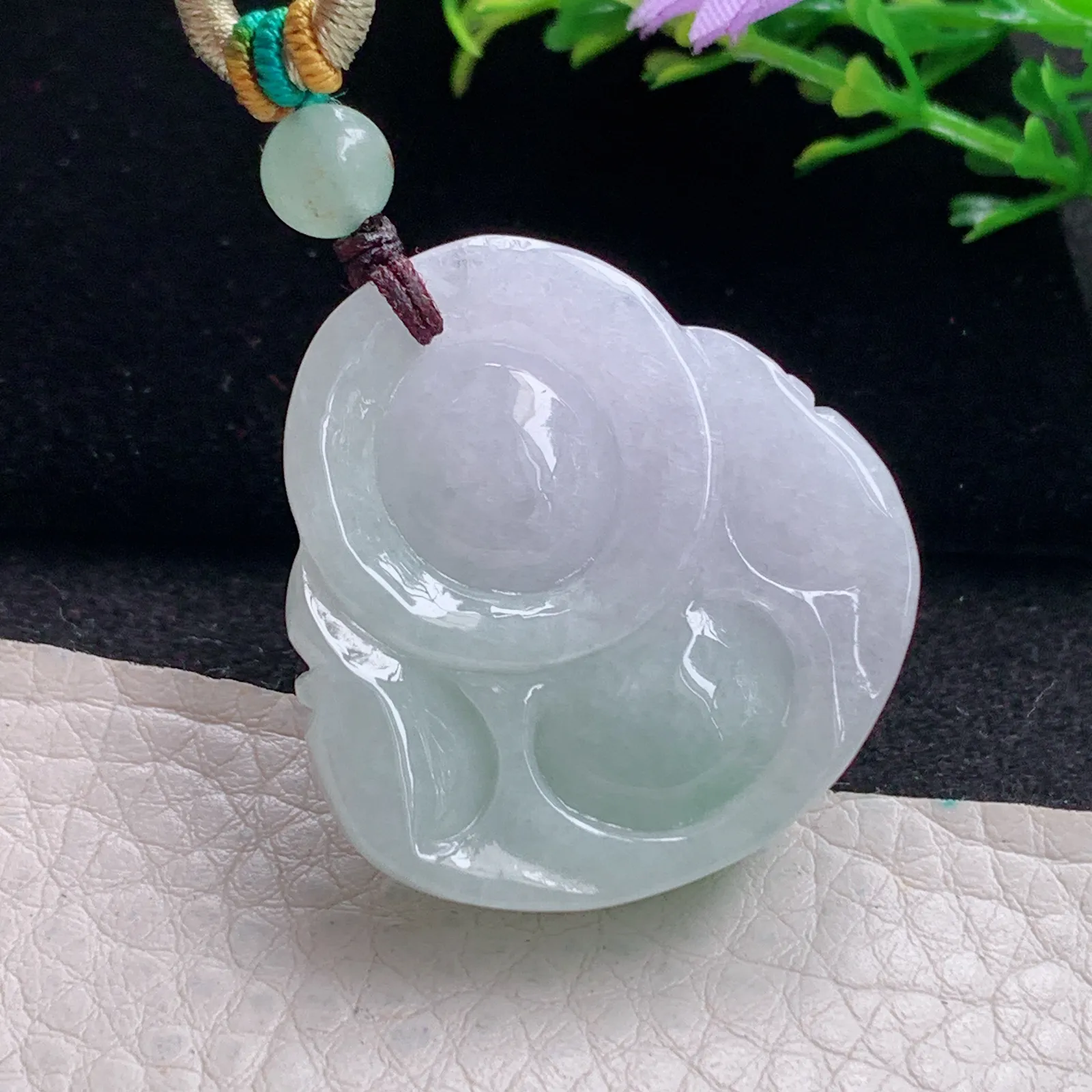 zen自然光33*32*12.3天然缅甸翡翠飘绿秀气佛公 弥勒佛玉吊坠 玉挂件