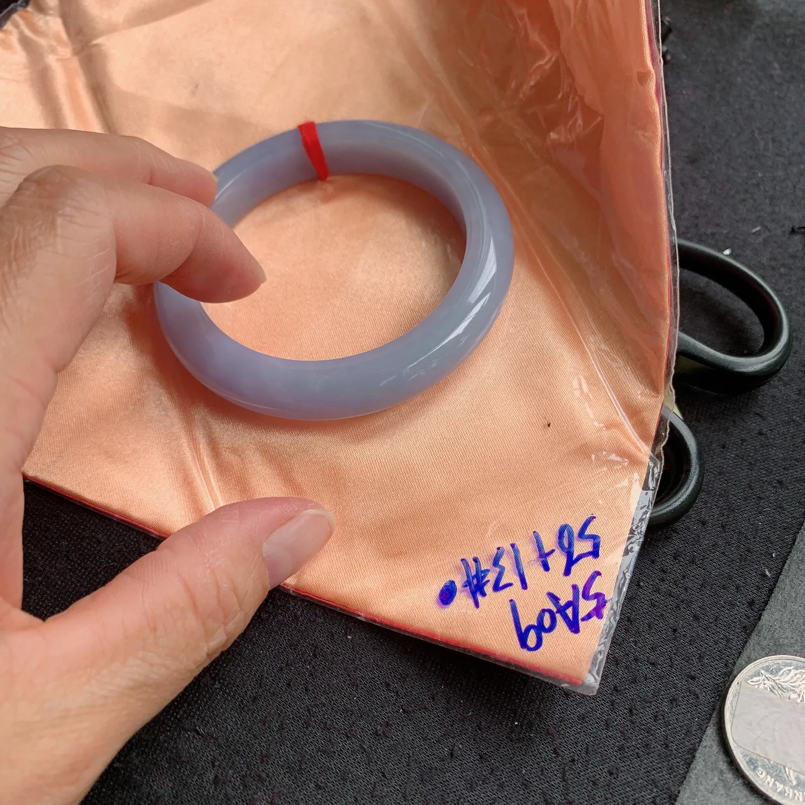 js自然光56*11.3*9.5平安镯 缅甸翡翠玉手镯紫罗兰高雅宽边玉手环 美人镯