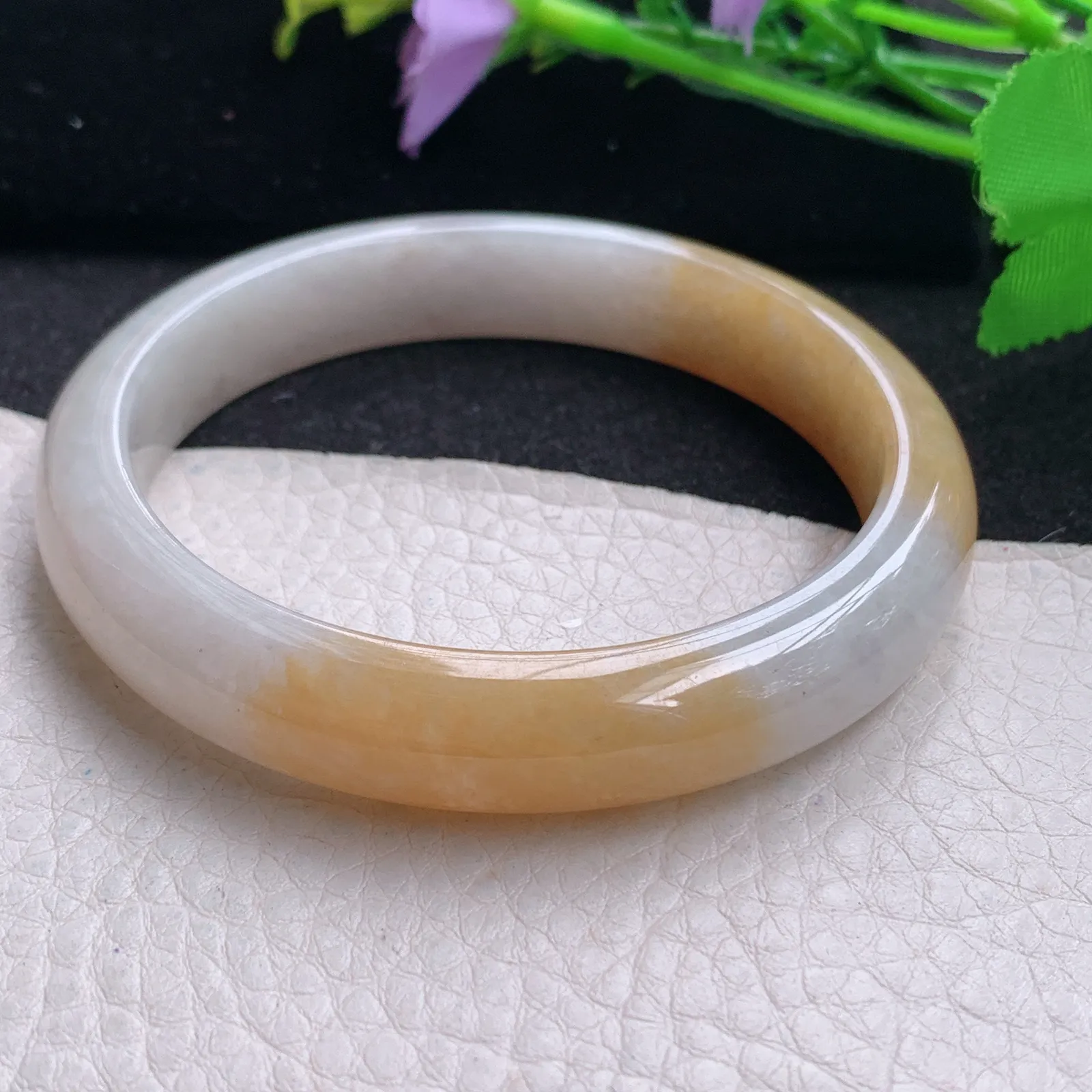 hf大圈口60*11.6*7.8平安镯 缅甸翡翠玉手镯清秀招财宽边玉手环