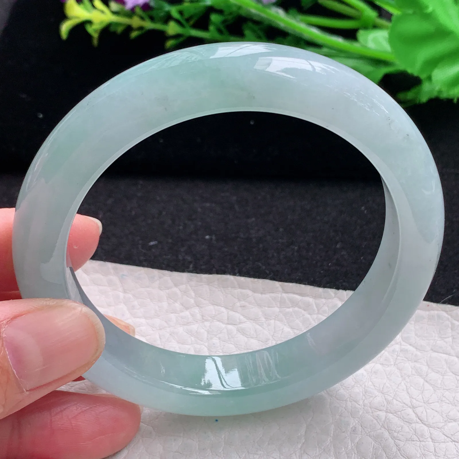 xh 大圈口60*12.5*9.2平安镯 缅甸翡翠玉手镯冰晴水灵宽边玉手环