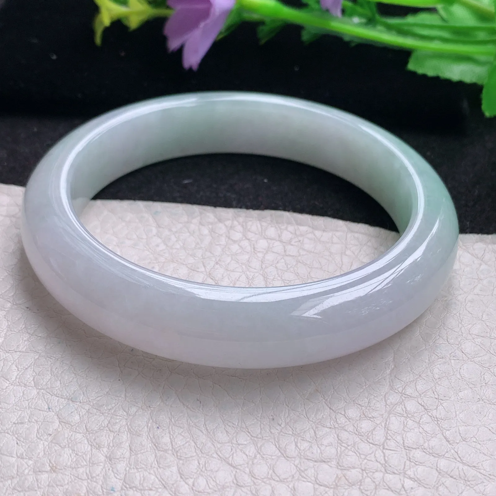 li大圈口60.5*12.6*8.8平安镯 缅甸翡翠玉手镯清新大气宽边玉手环 美人镯