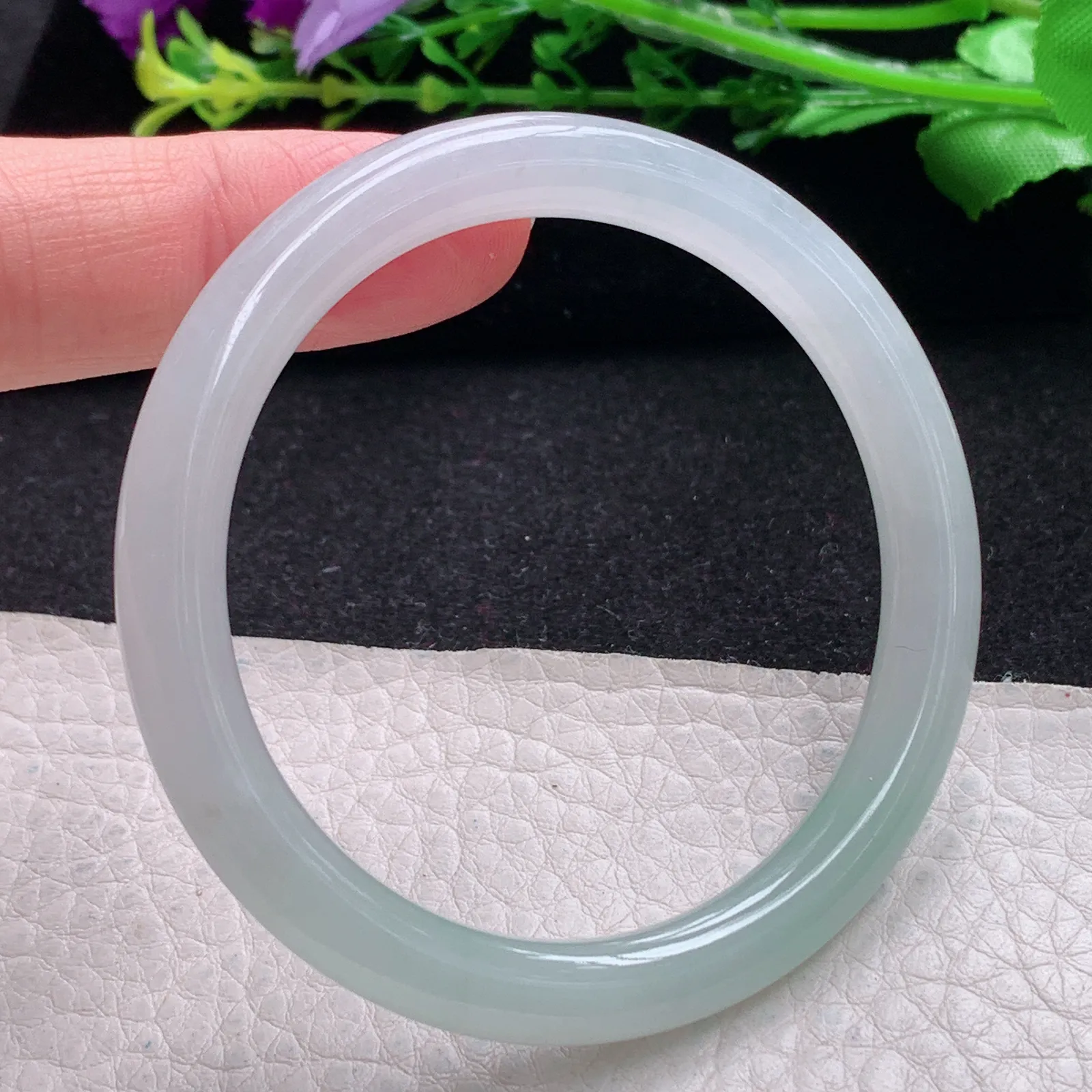 yh小圈口52*6.3*7.3叮当镯镯 缅甸翡翠玉手镯晴美水灵圆条美人镯