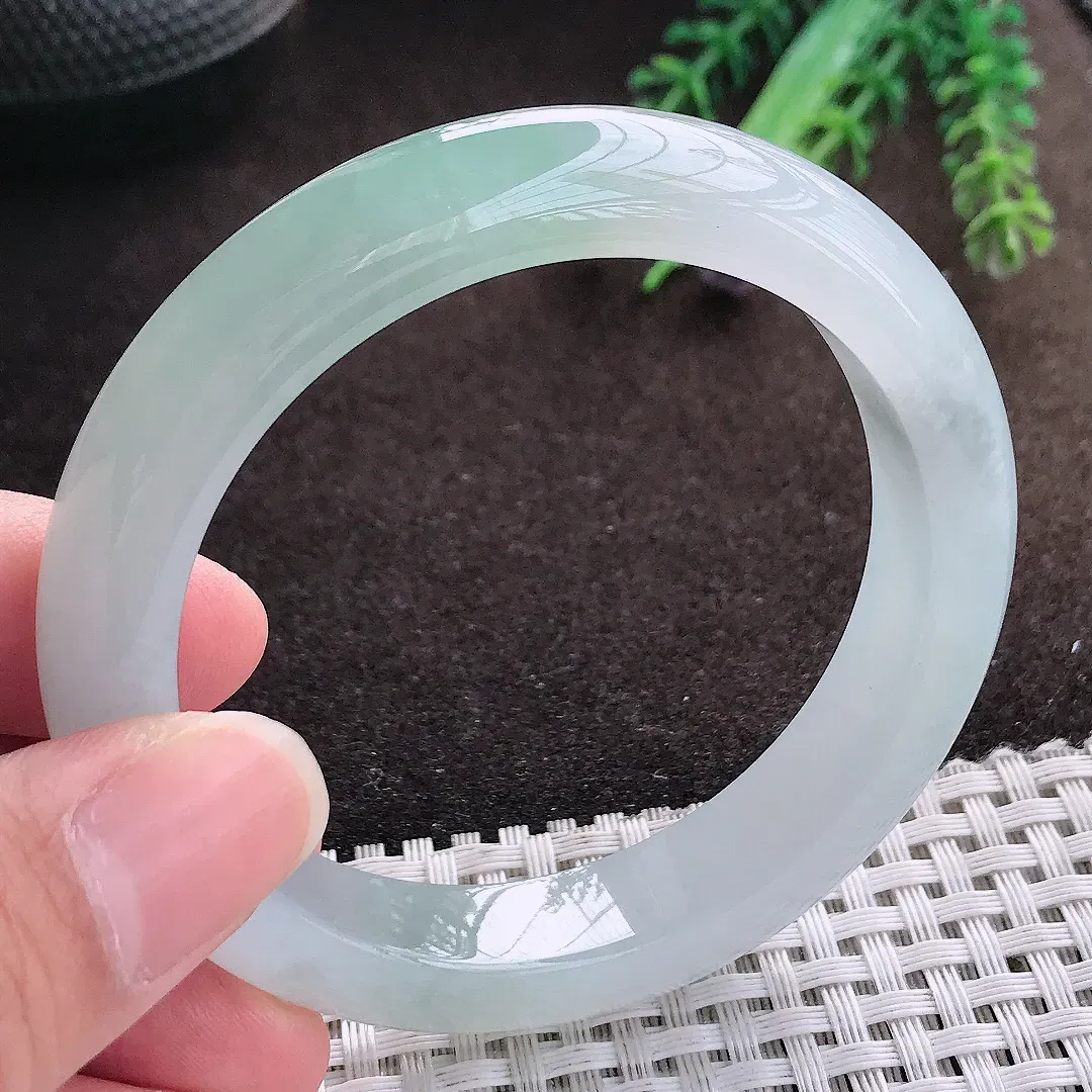 天然a货翡翠54/11.4/8.5老坑冰胶果冻冰晴手镯宽边翡翠玉手镯