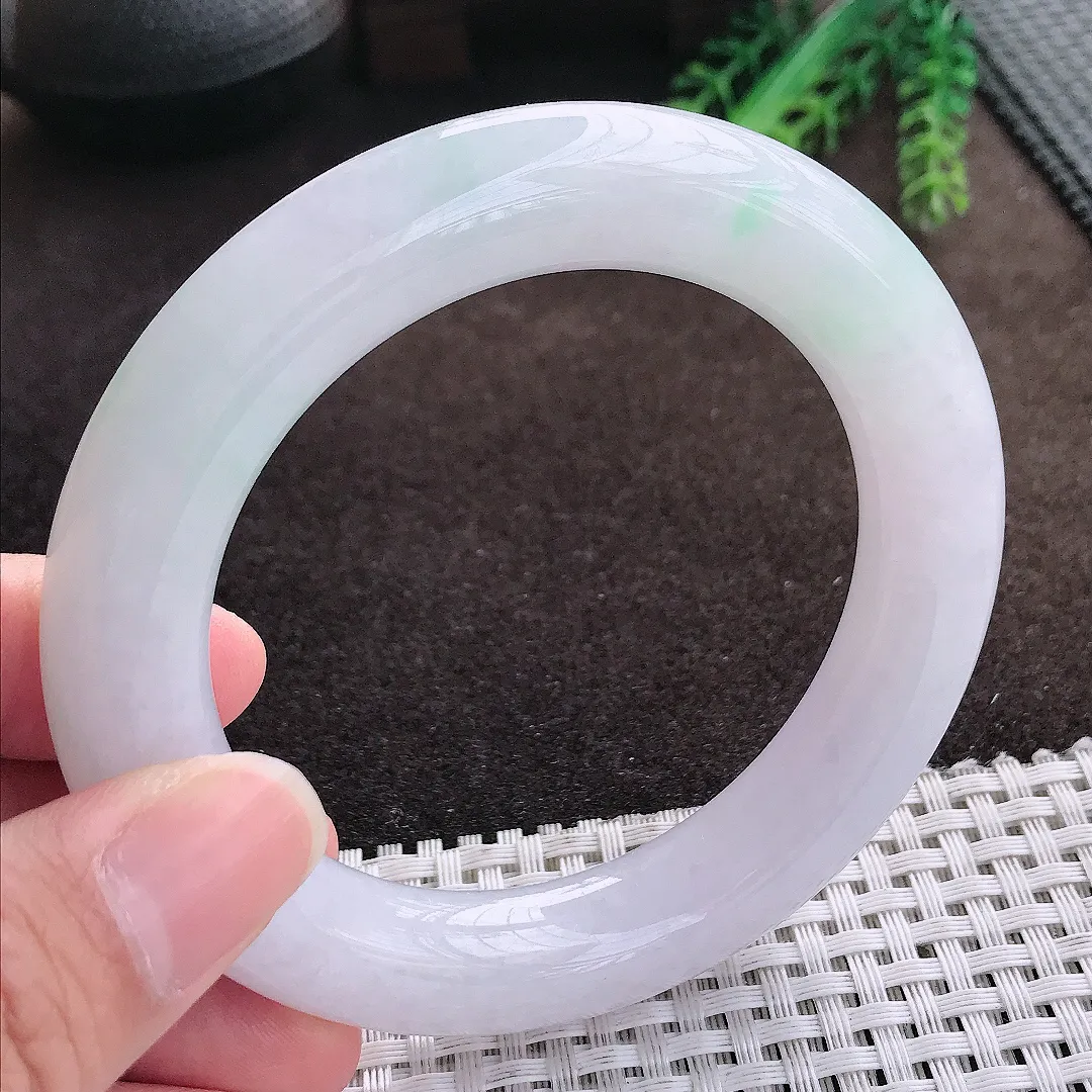 天然a货翡翠58/12.2/12.4老坑冰润水灵胖圆条手镯翡翠玉手镯