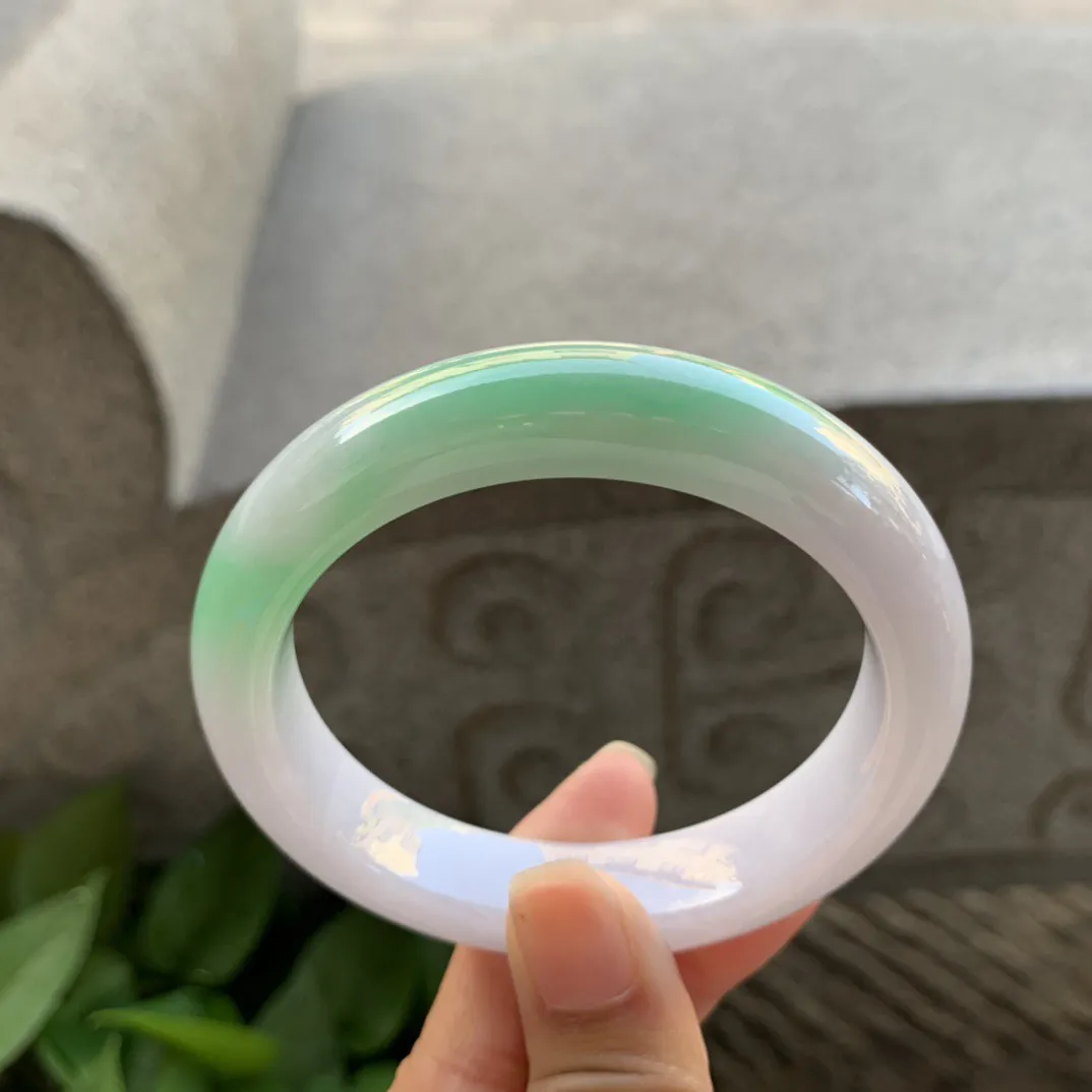 圈口 56.8-12.8-9【飘阳绿正圈手镯】正圈56 57可戴