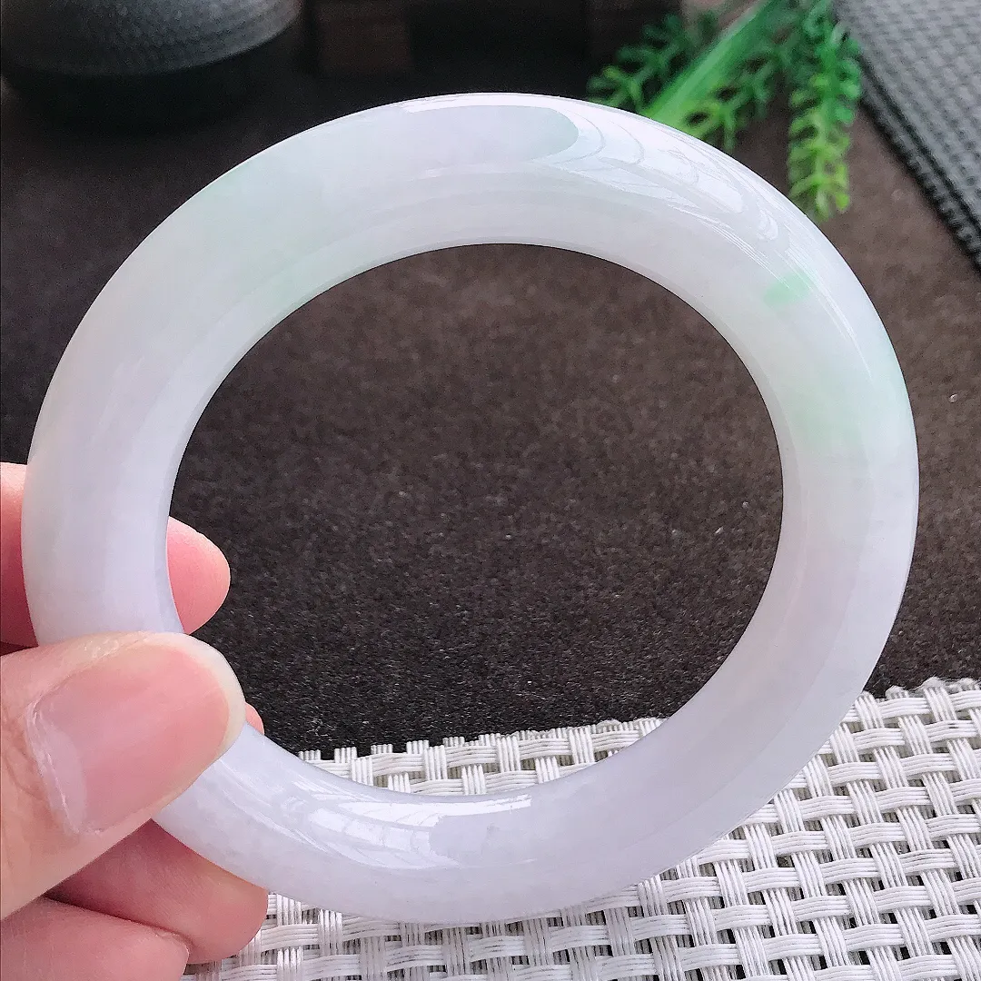 天然a货翡翠58/12.2/12.4老坑冰润水灵胖圆条手镯翡翠玉手镯