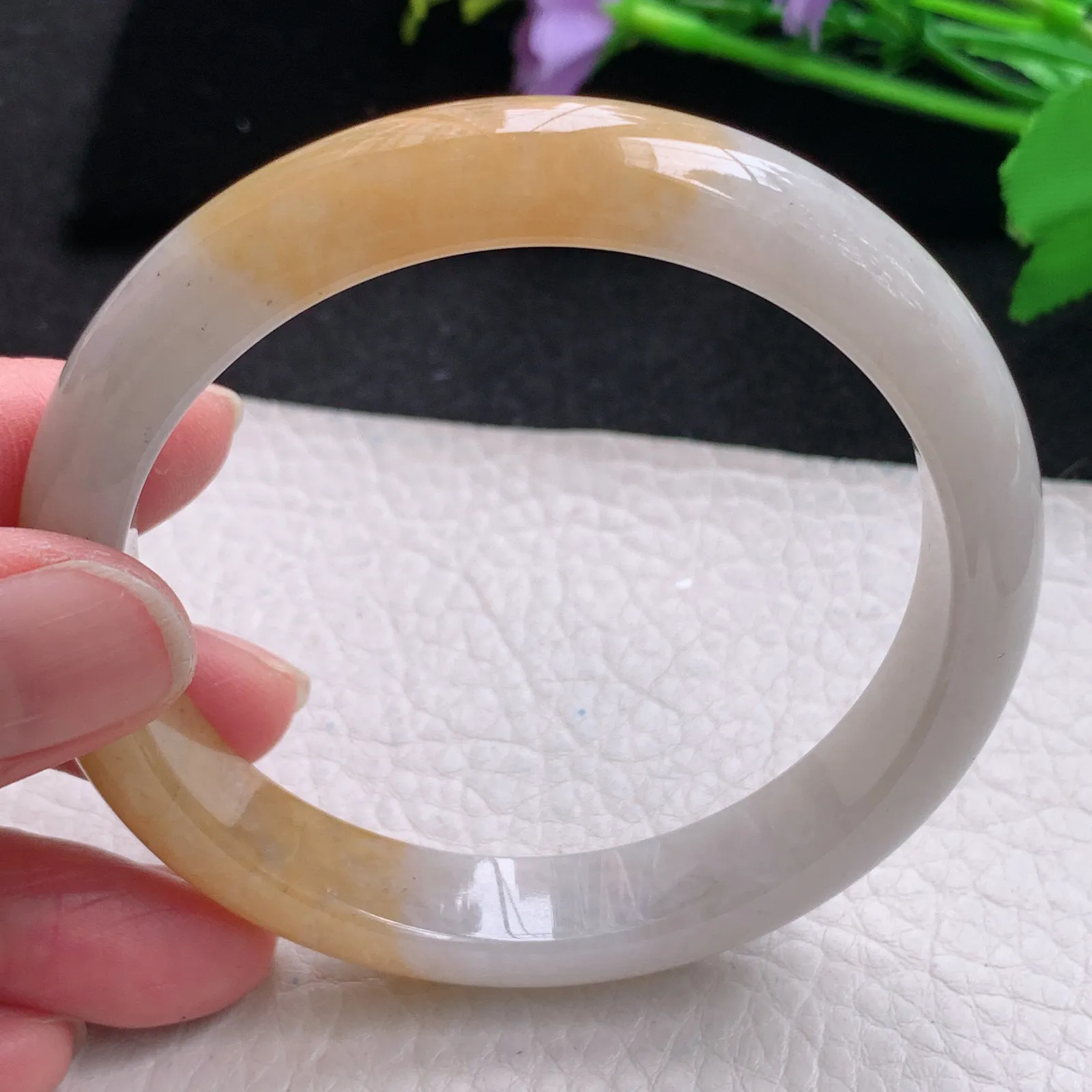 hf大圈口60*11.6*7.8平安镯 缅甸翡翠玉手镯清秀招财宽边玉手环