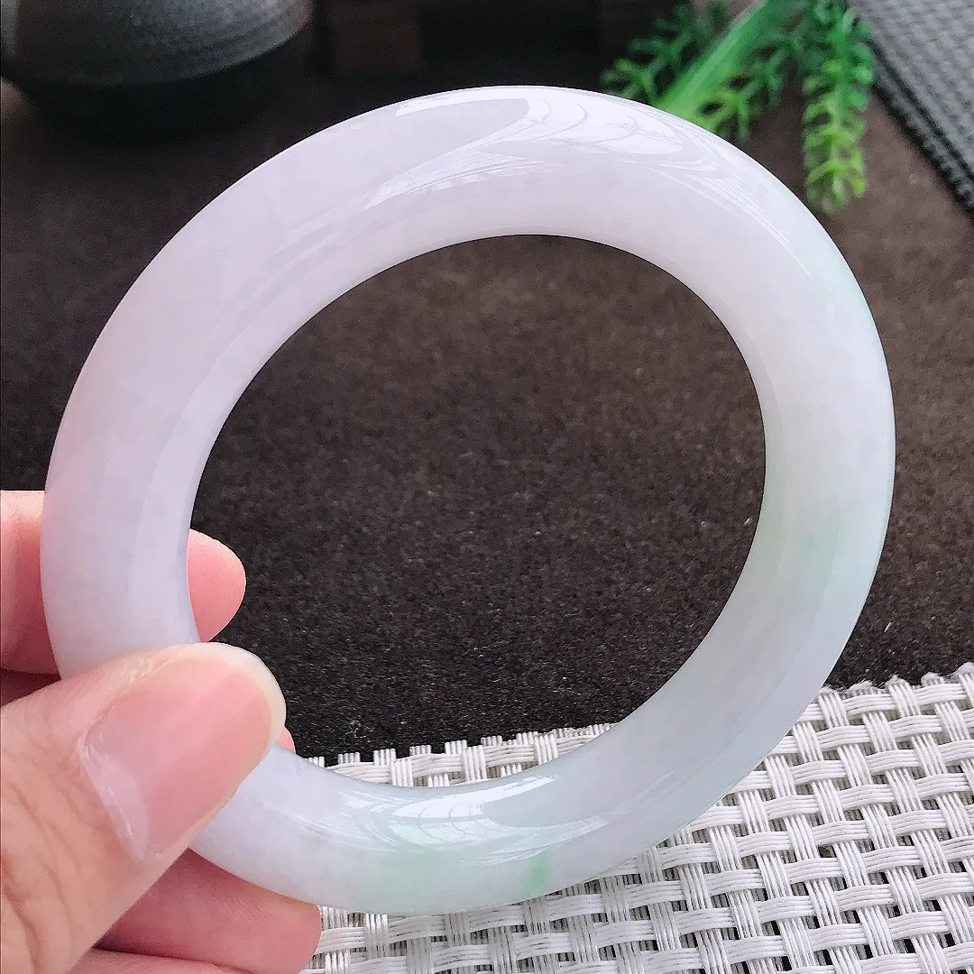 天然a货翡翠58/12.2/12.4老坑冰润水灵胖圆条手镯翡翠玉手镯