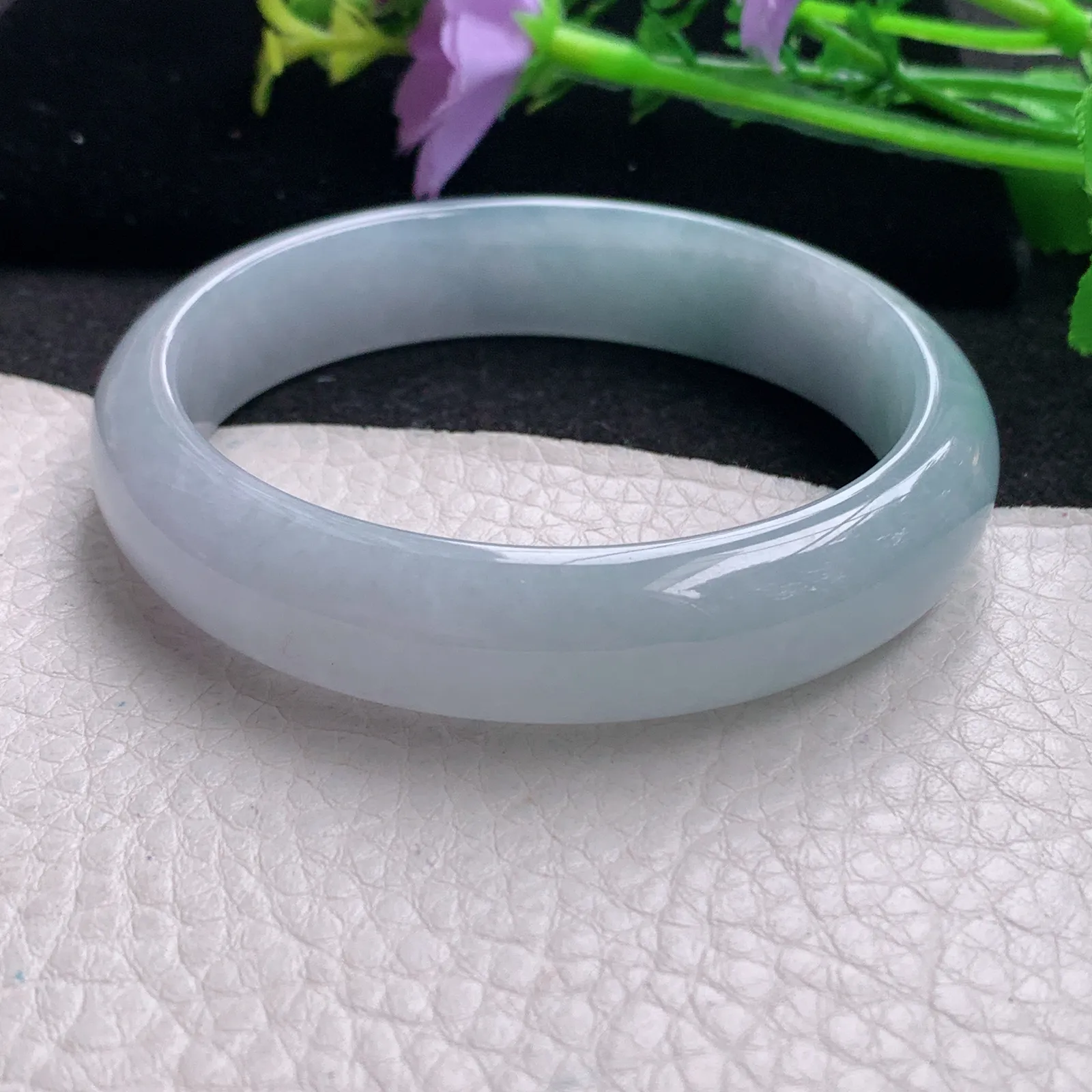 xc自然光59.5*12:8*10平安镯 缅甸翡翠玉手镯冰蓝韵宽边玉手环