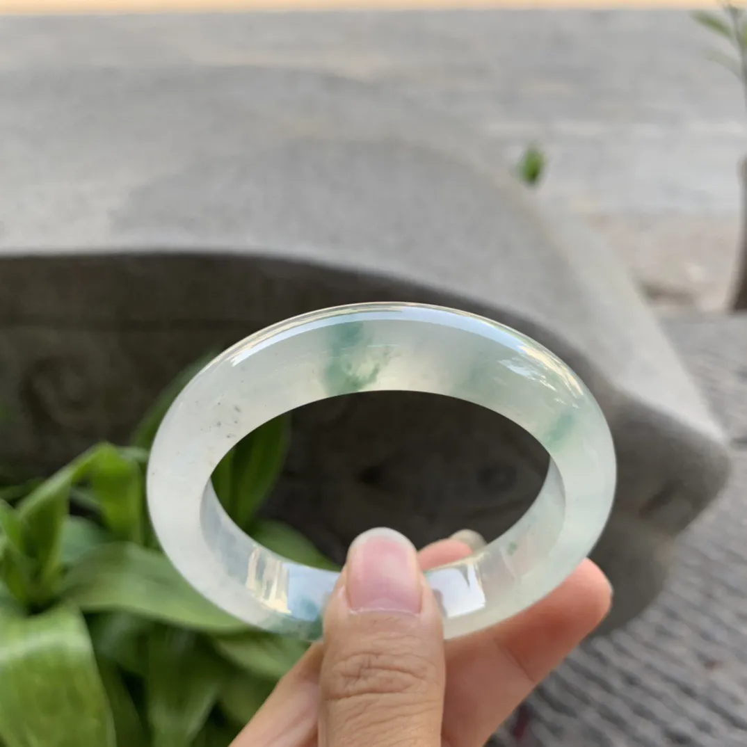 小圈口 53.8-12.7-8.5  【高冰飘花正圈手镯】正圈53 54可戴