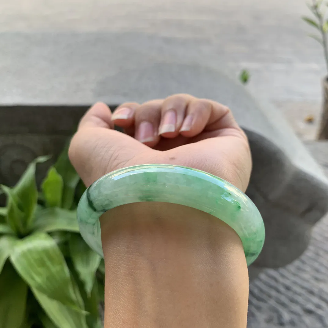 圈口56-13.5-8.1 【飘绿花正圈手镯】正圈56 57可戴