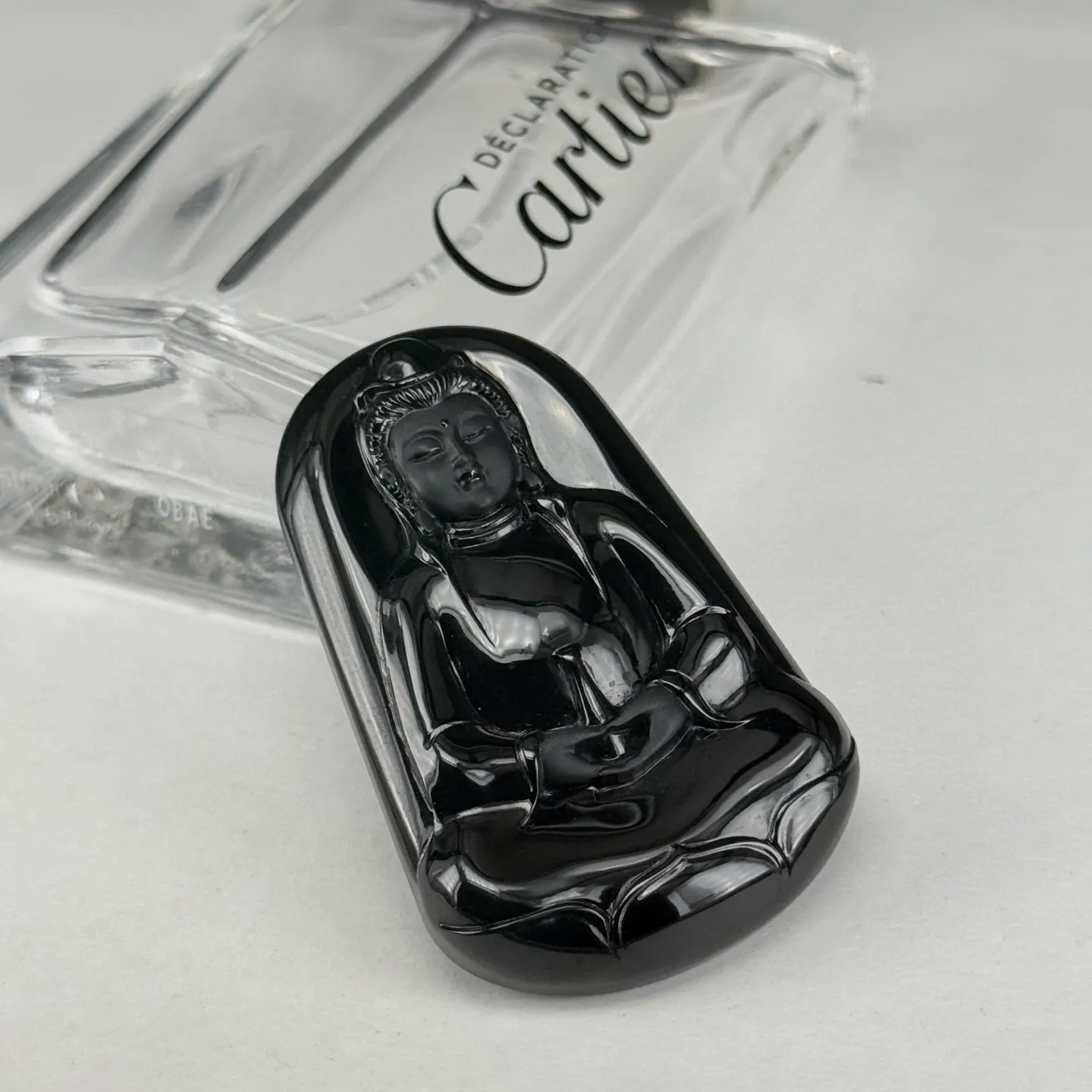 精品墨翠观音 种好色正 黑度极好 打灯通透 油性十足 尺寸54