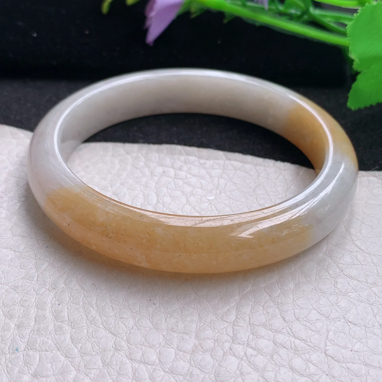 hf大圈口60*11.6*7.8平安镯 缅甸翡翠玉手镯清秀招财宽边玉手环