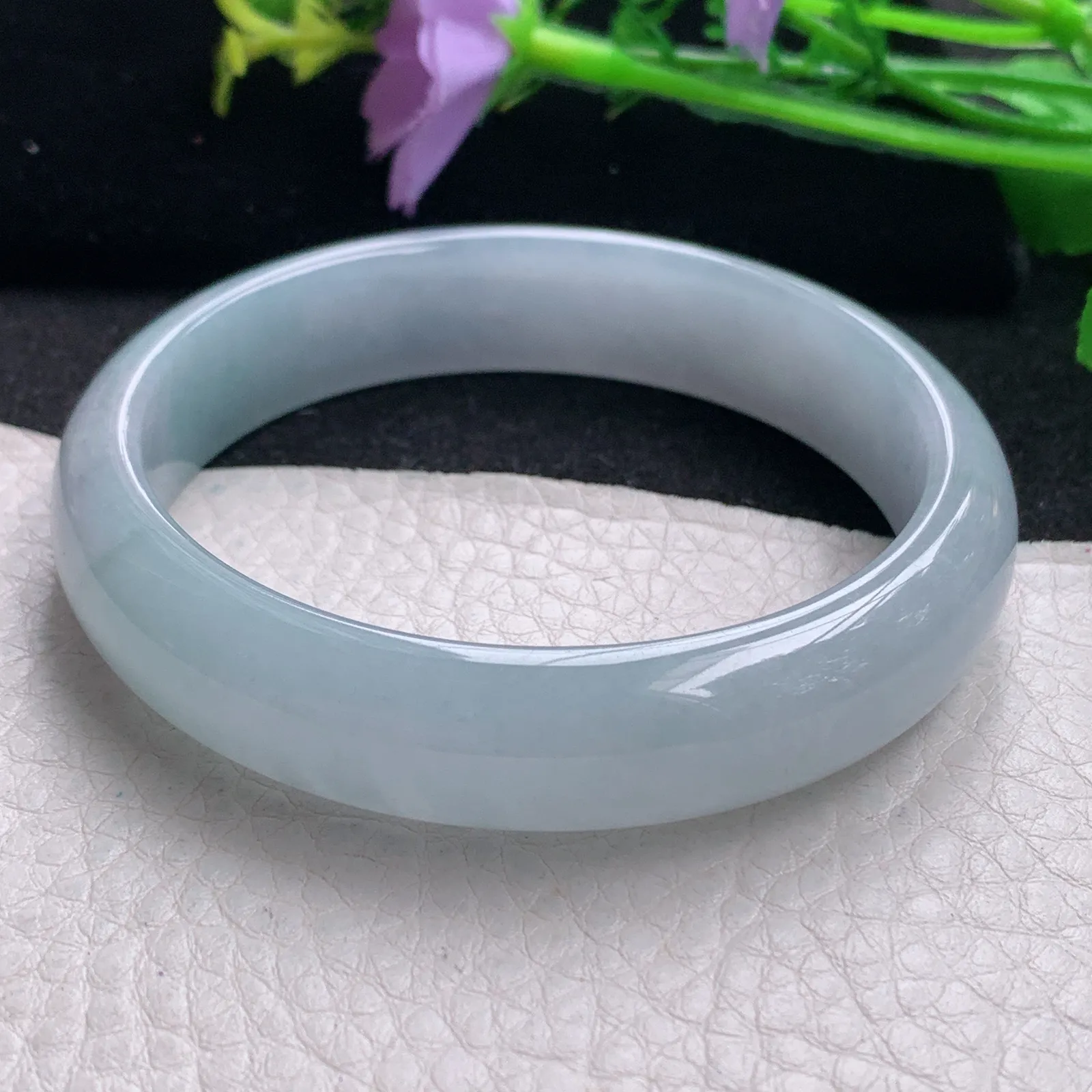 xc自然光59.5*12:8*10平安镯 缅甸翡翠玉手镯冰蓝韵宽边玉手环