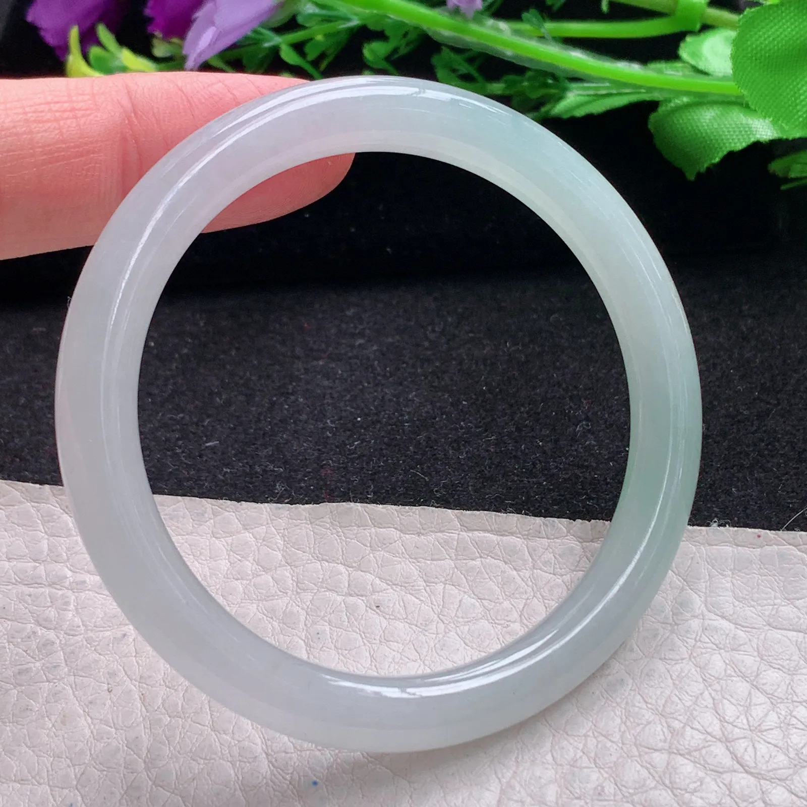 yh小圈口52*6.3*7.3叮当镯镯 缅甸翡翠玉手镯晴美水灵圆条美人镯