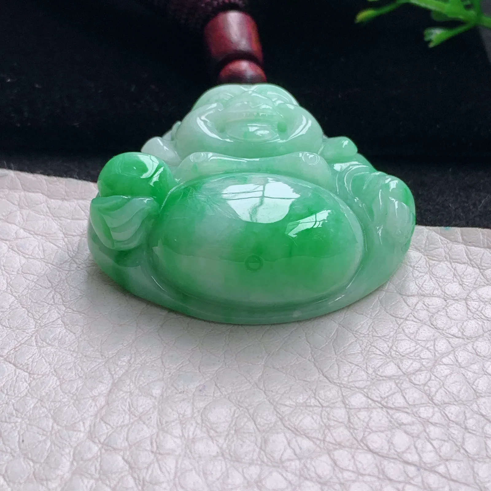 zen自然光35*38.8*13天然缅甸翡翠飘阳佛公 弥勒佛玉吊坠 玉挂件