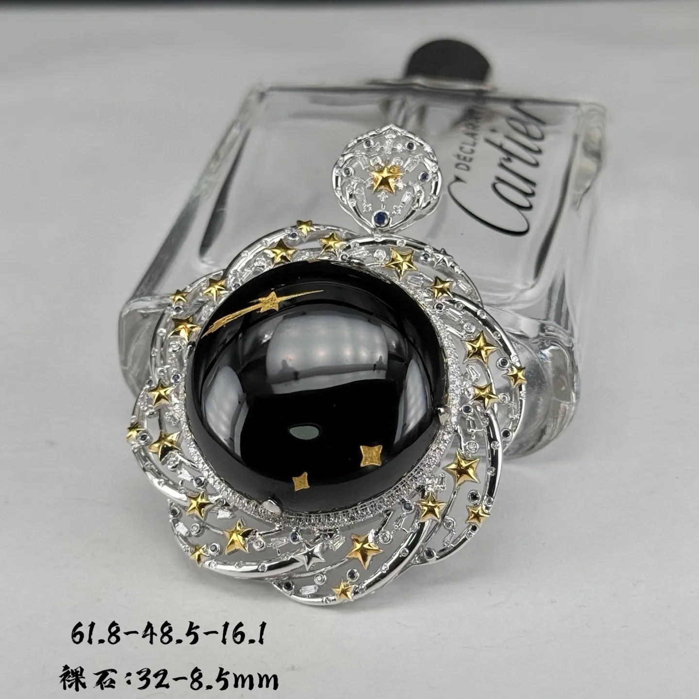 精品豪镶墨翠大蛋面吊坠 种好色正 黑度极好 打灯通透 油性十足