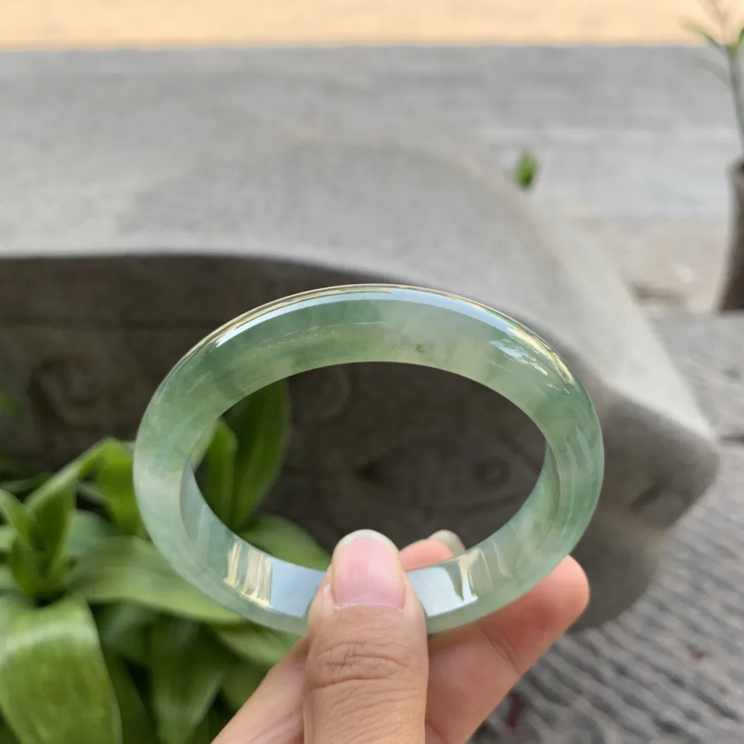 圈口 57.4-12-7.6【冰芙蓉绿正圈手镯】正圈57 58可戴