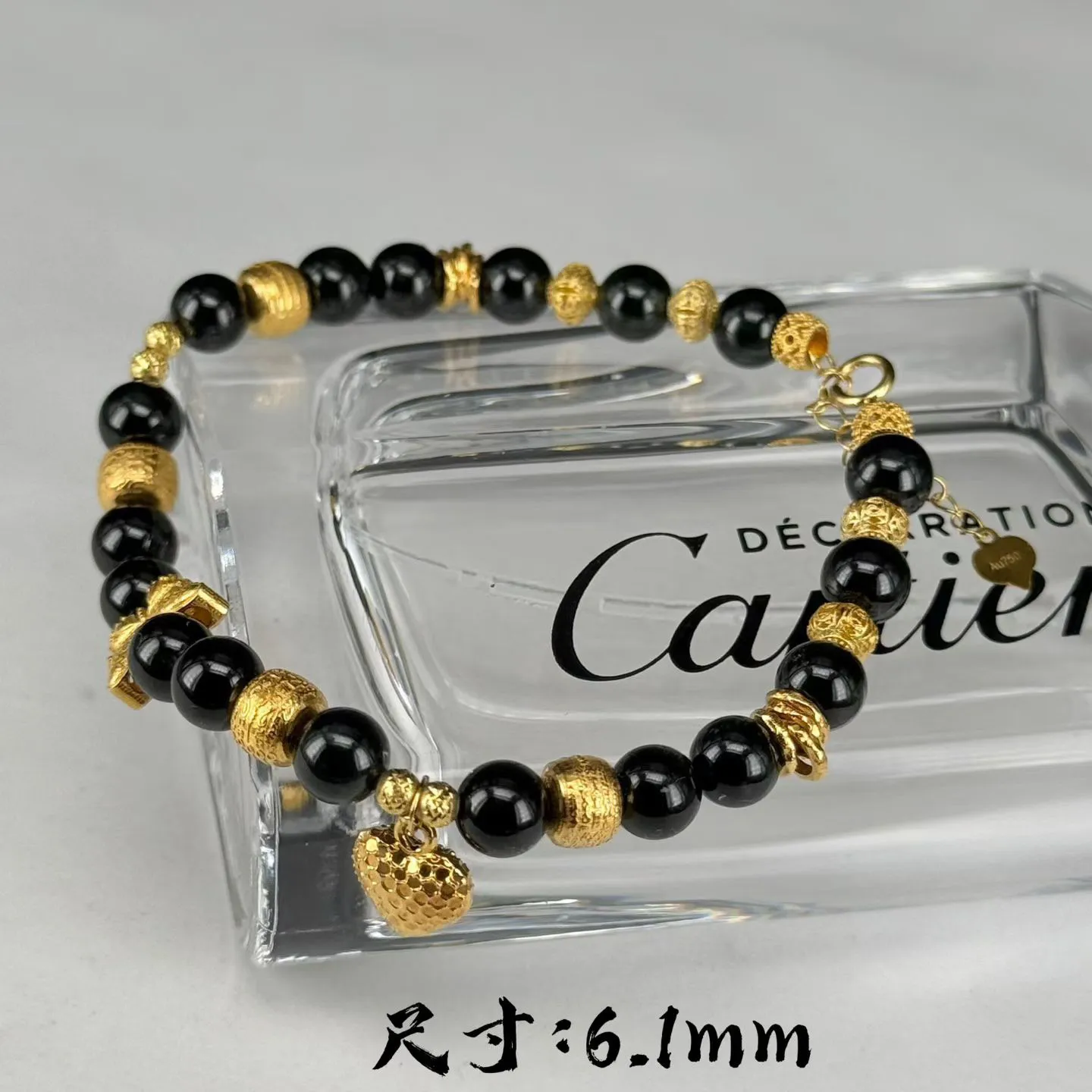 精品18k金盘缠手串 种好色正 黑度极好 打灯通透 油性十足