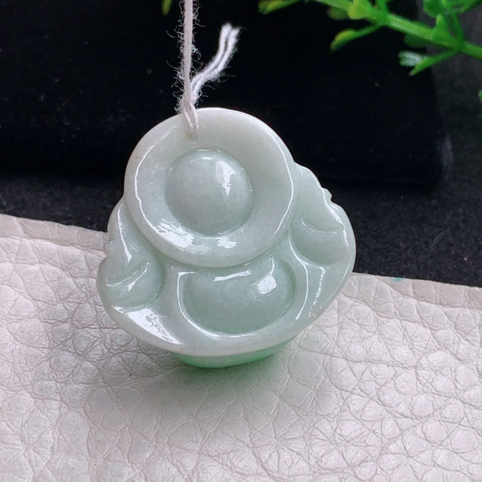 zen自然光27*27.5*10.6天然缅甸翡翠飘绿佛公 弥勒佛玉吊坠 玉挂件