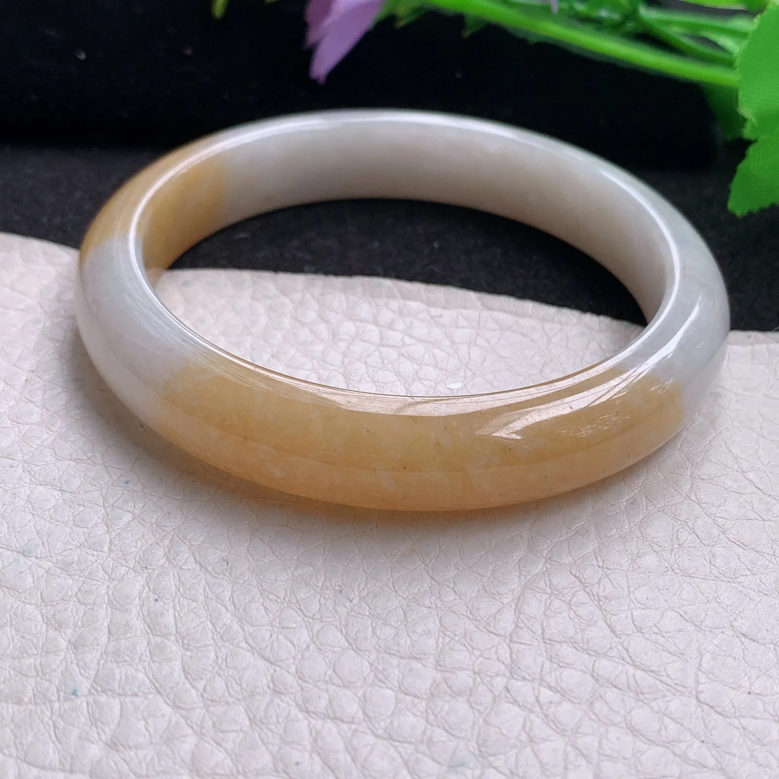 hf大圈口60*11.6*7.8平安镯 缅甸翡翠玉手镯清秀招财宽边玉手环